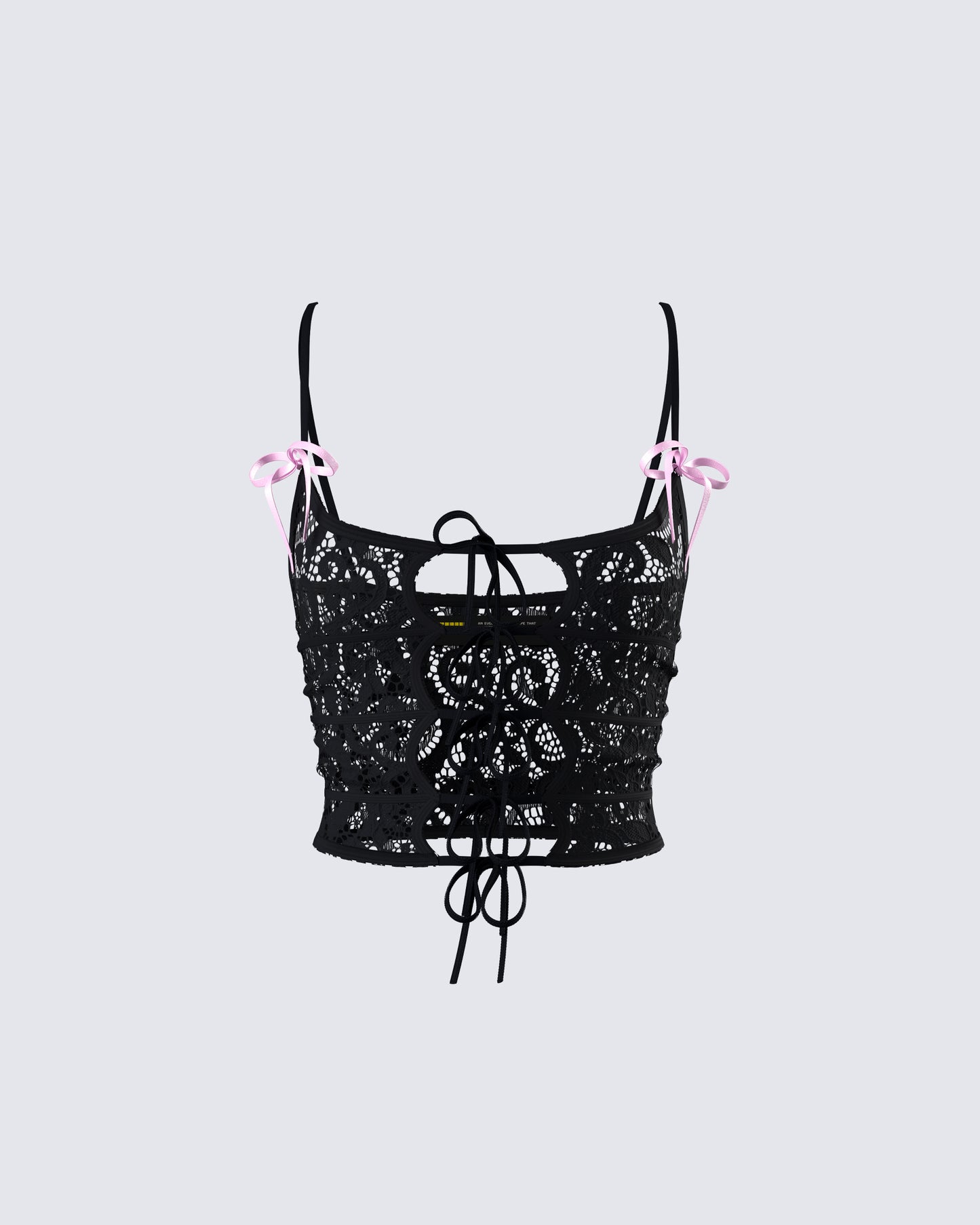 Halsey Black Lace Tie Front Top product front