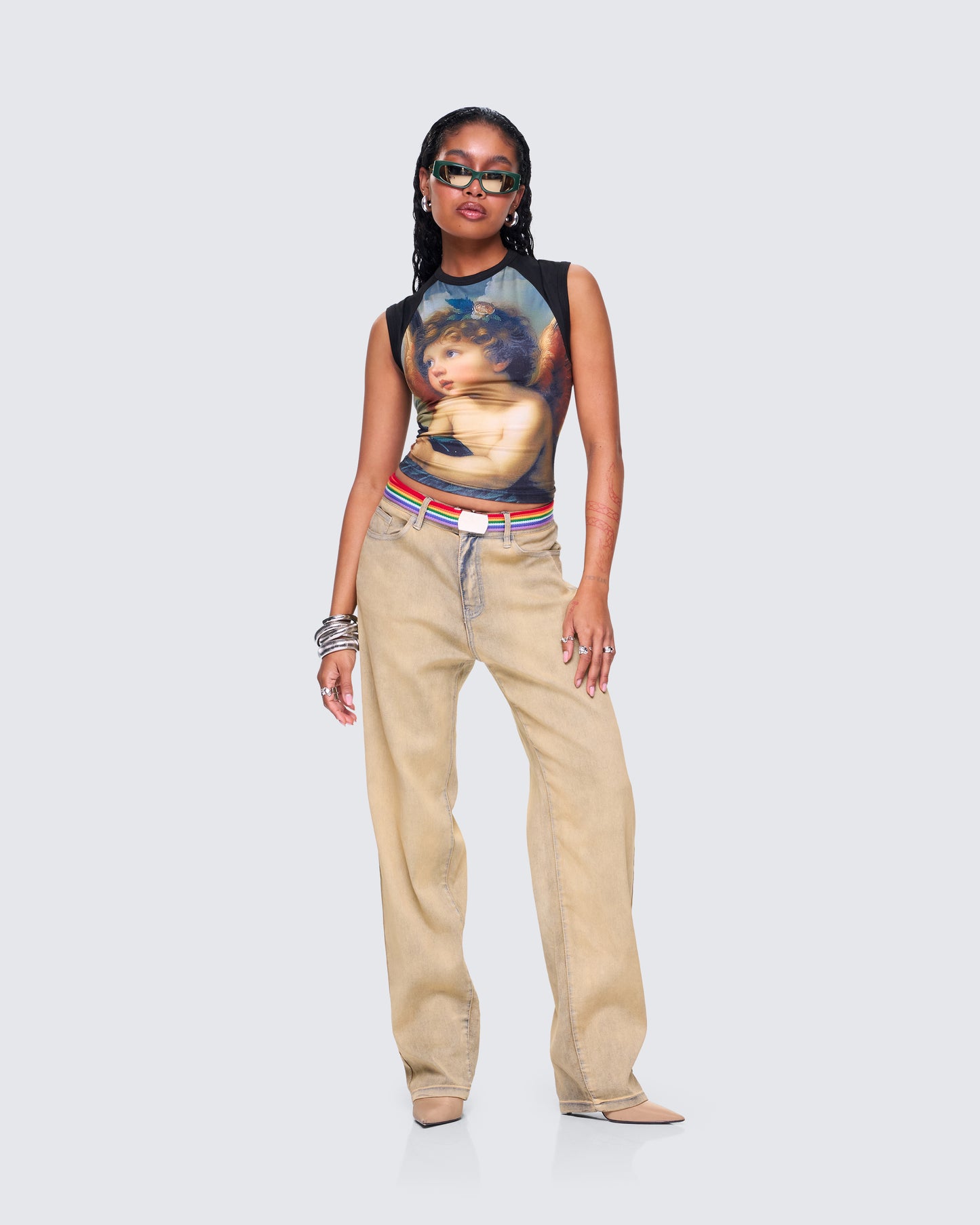 Sanvi Yellow Wash Stretch Jeans