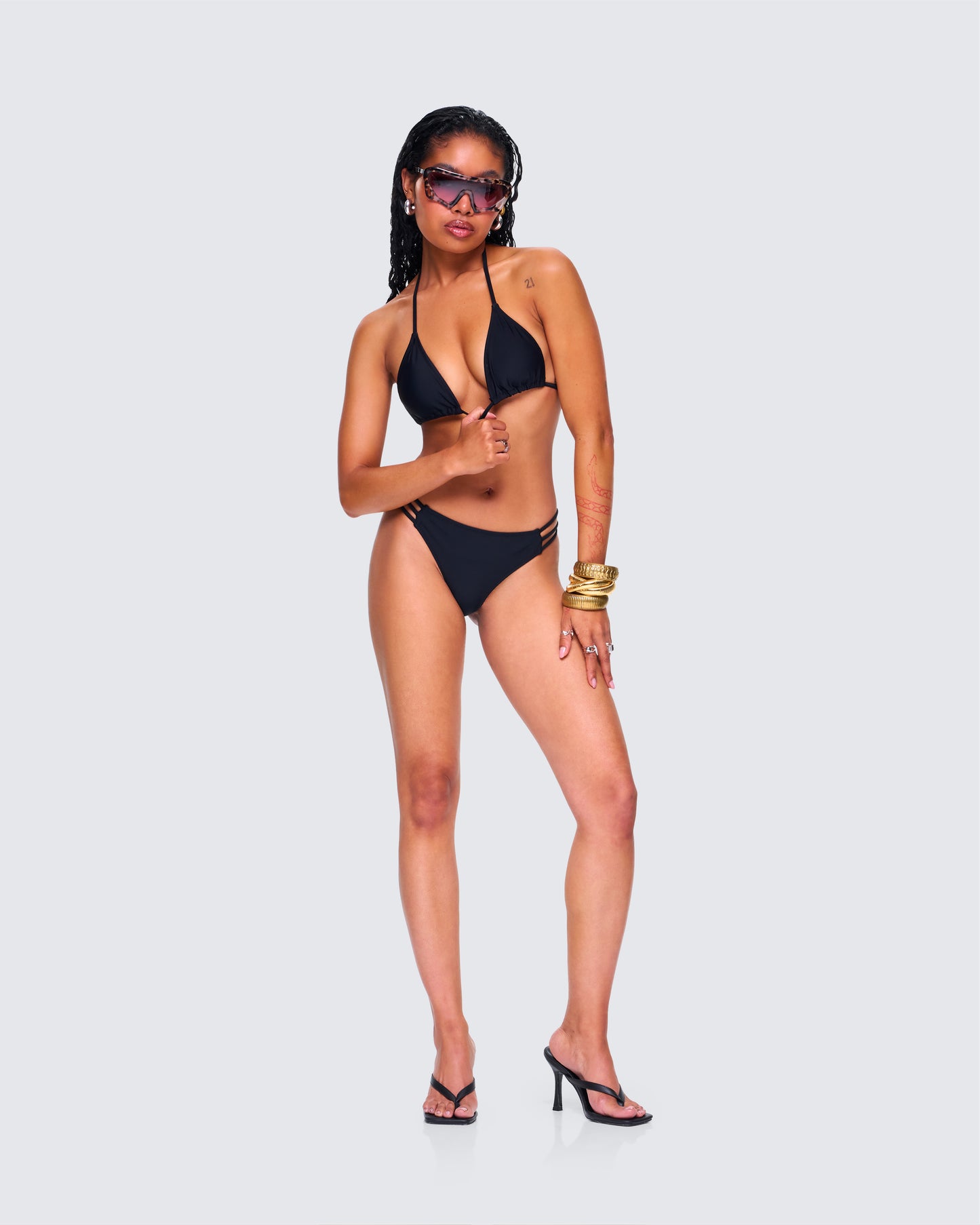 Halsey Black Triangle Bikini Top
