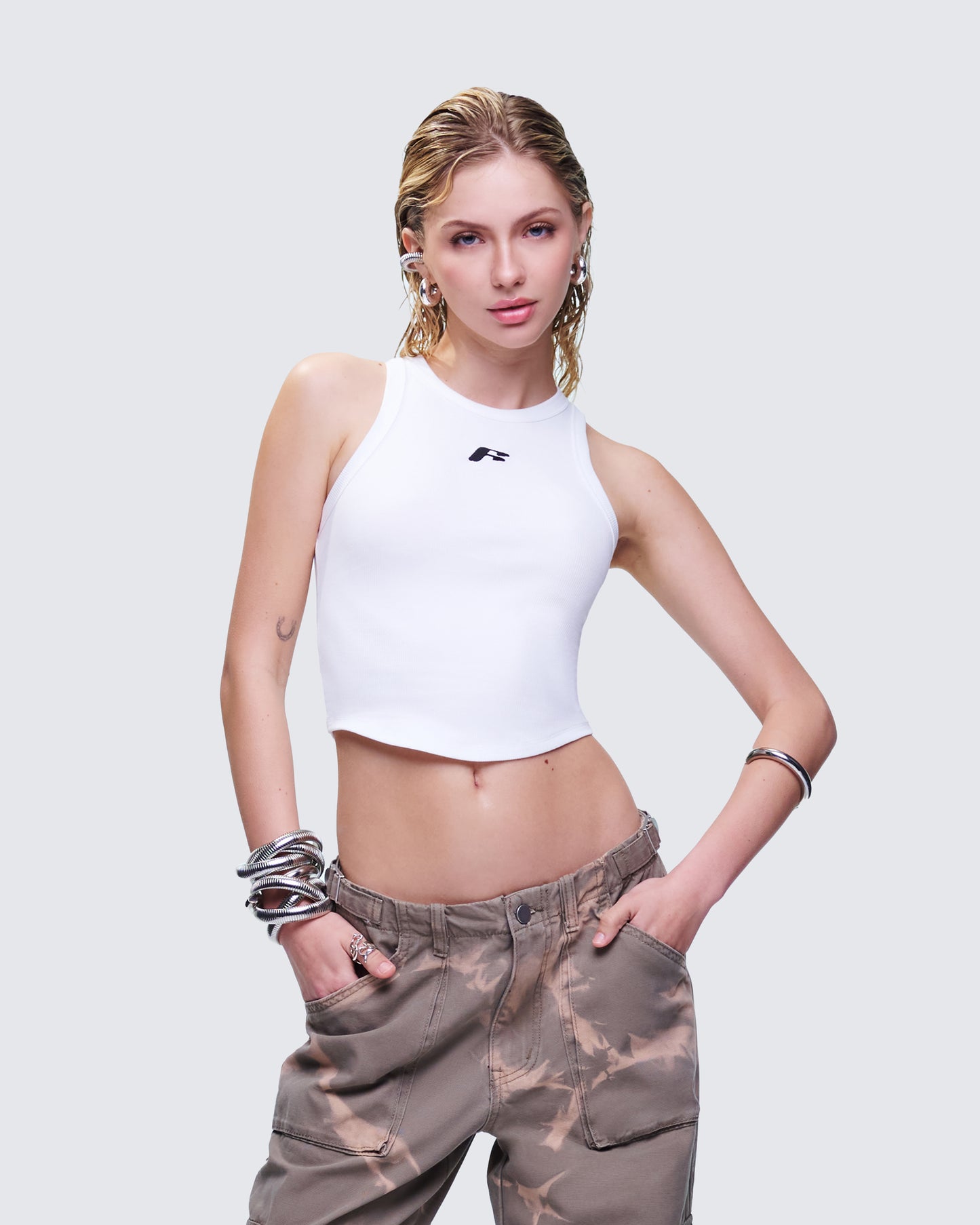 Enid White Scoop Hem Tank Top