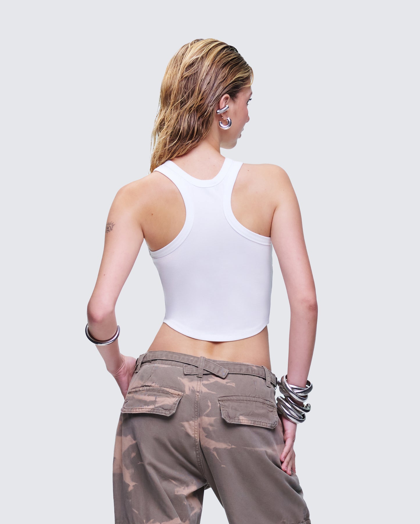 Enid White Scoop Hem Tank Top