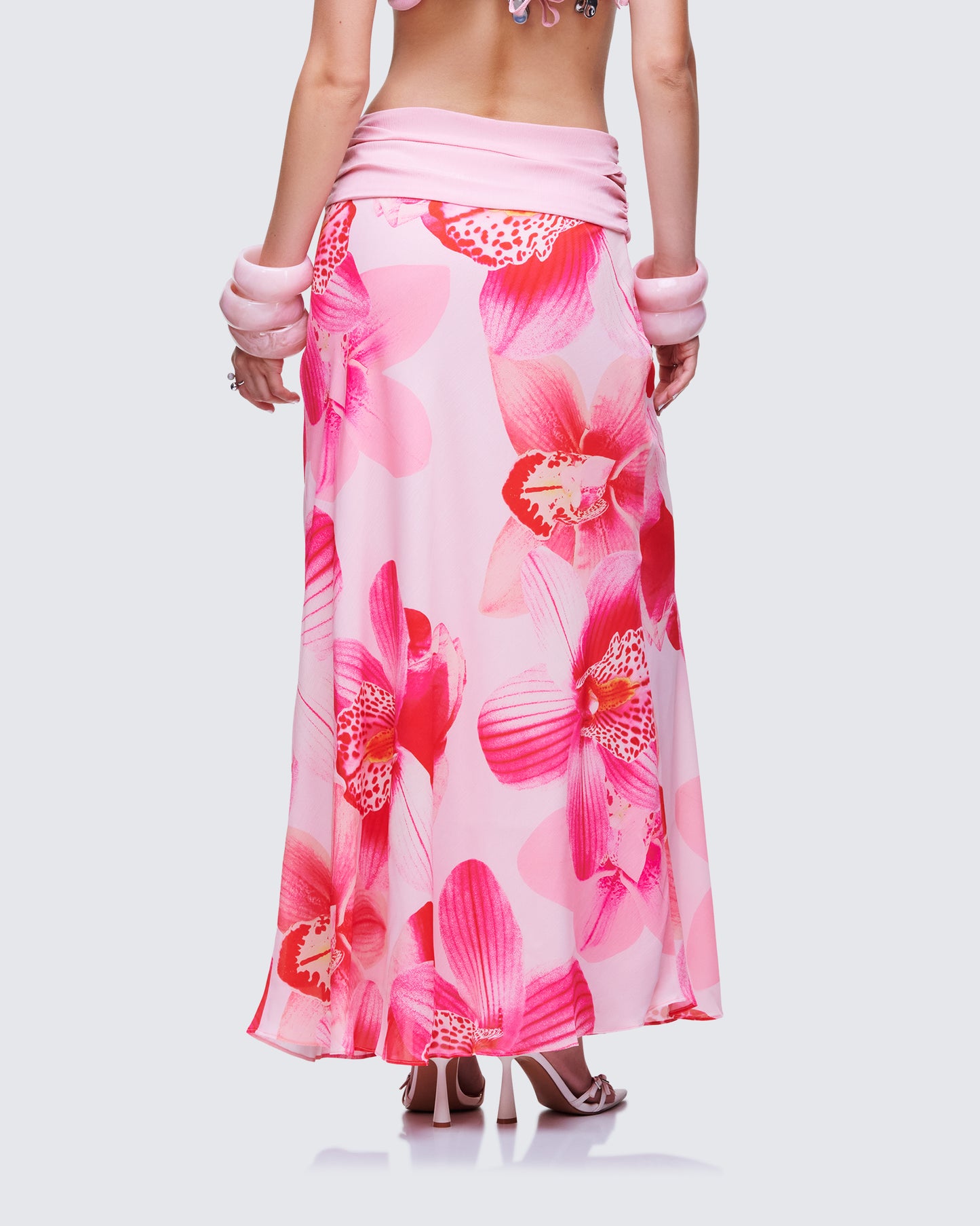Alexis Printed Pink Maxi Skirt