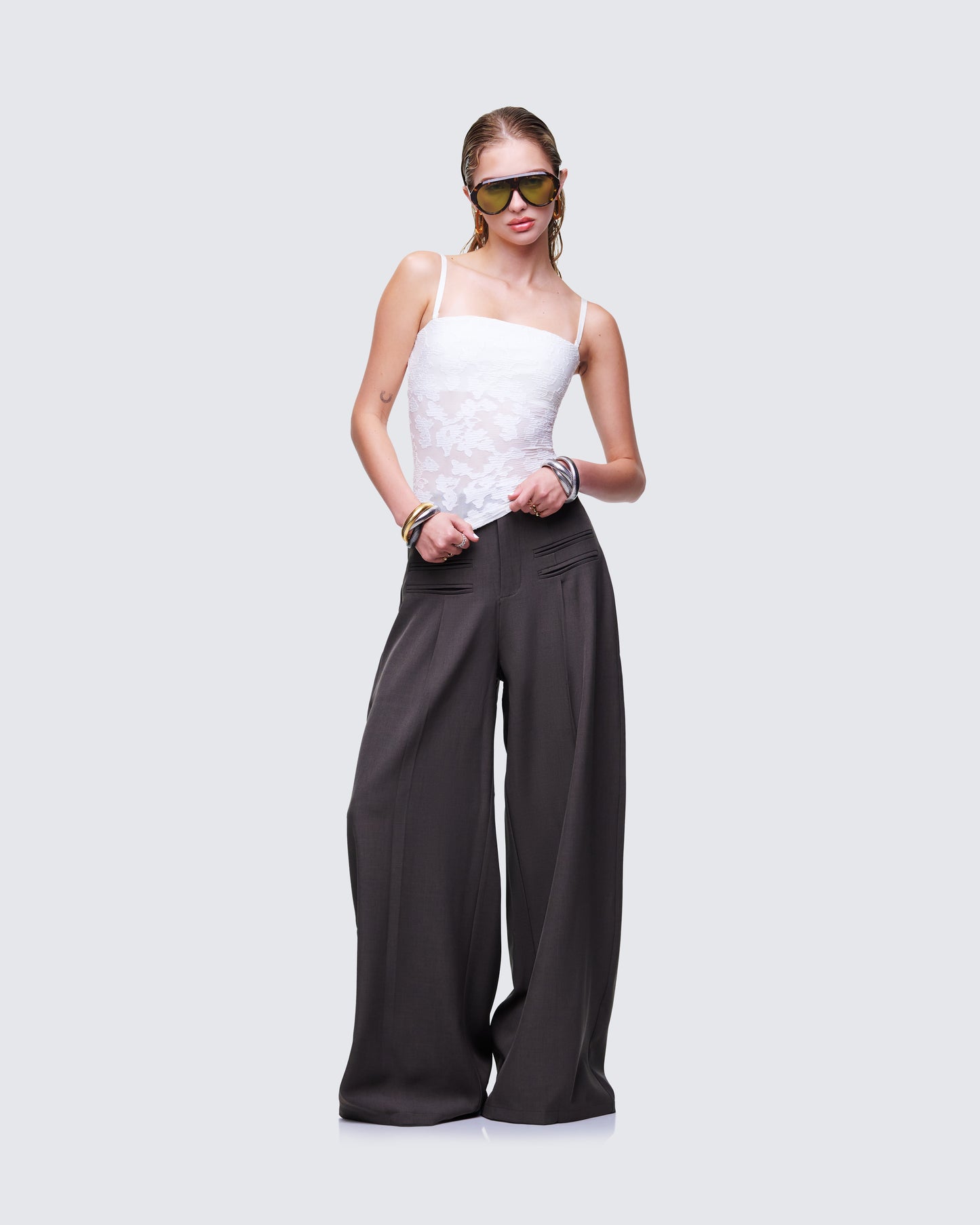 Cozbi Grey Pressed Front Trouser