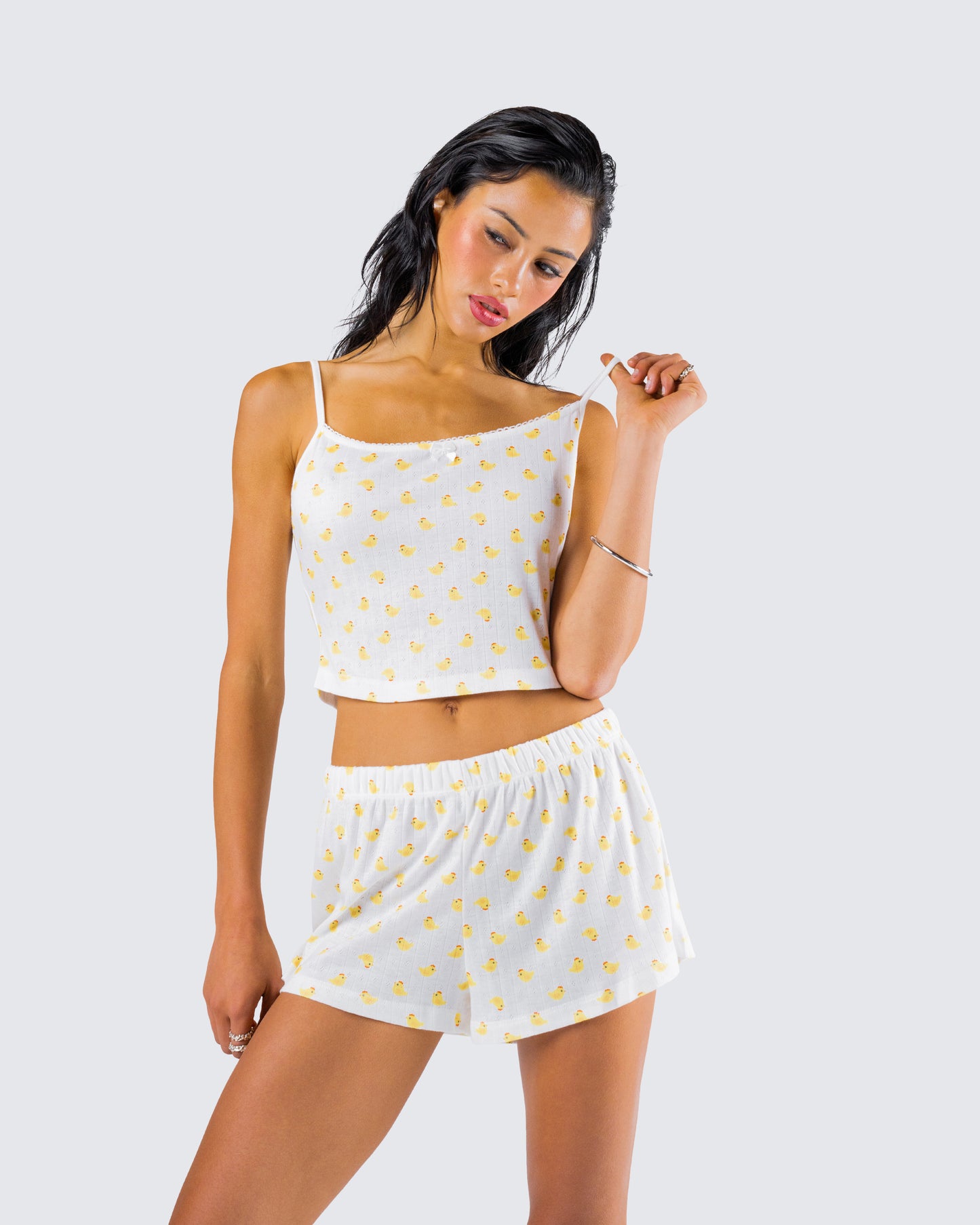 Jordana Ivory Duck Print Camisole Top
