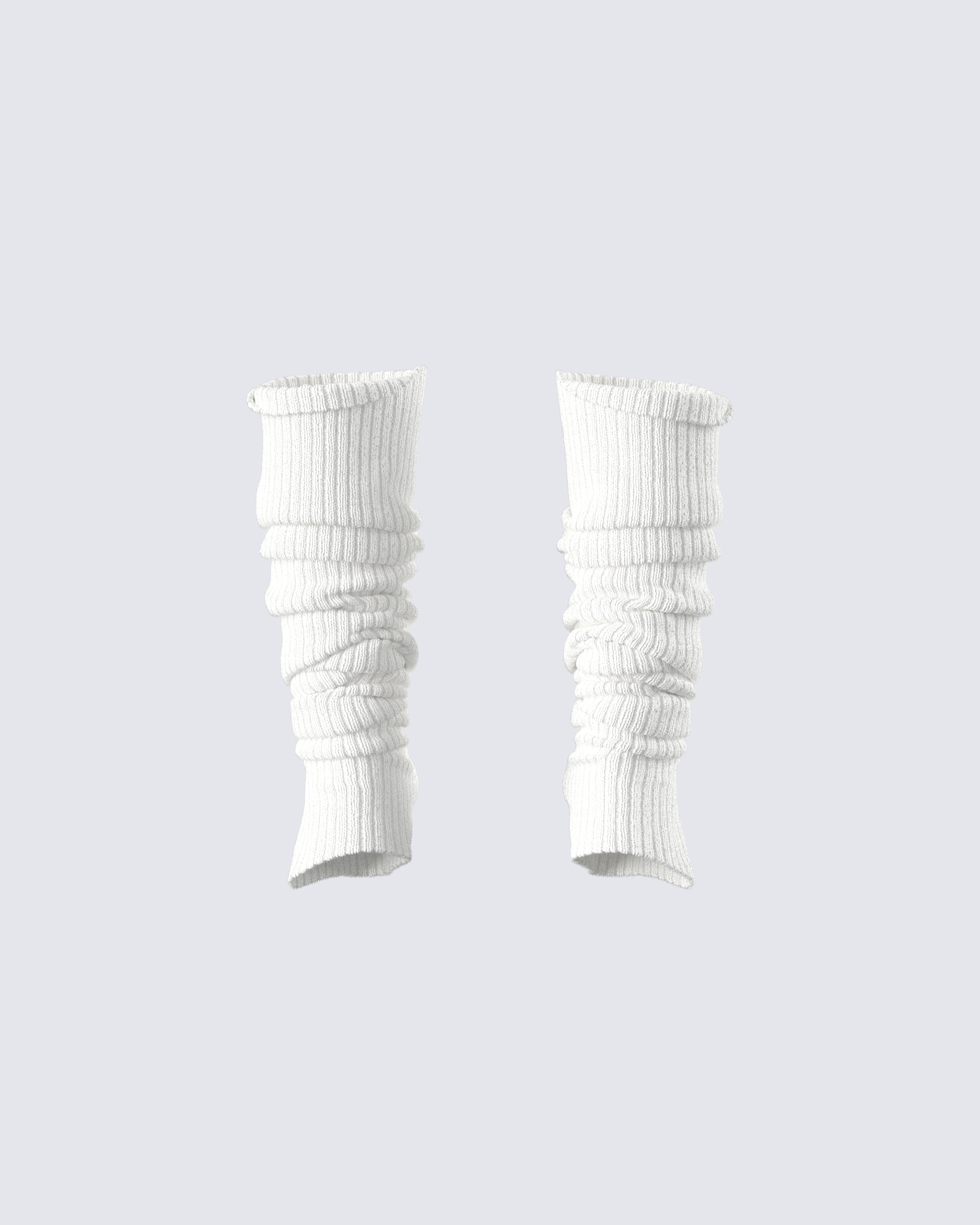 Pollie White Ribbed Leg Warmer product front