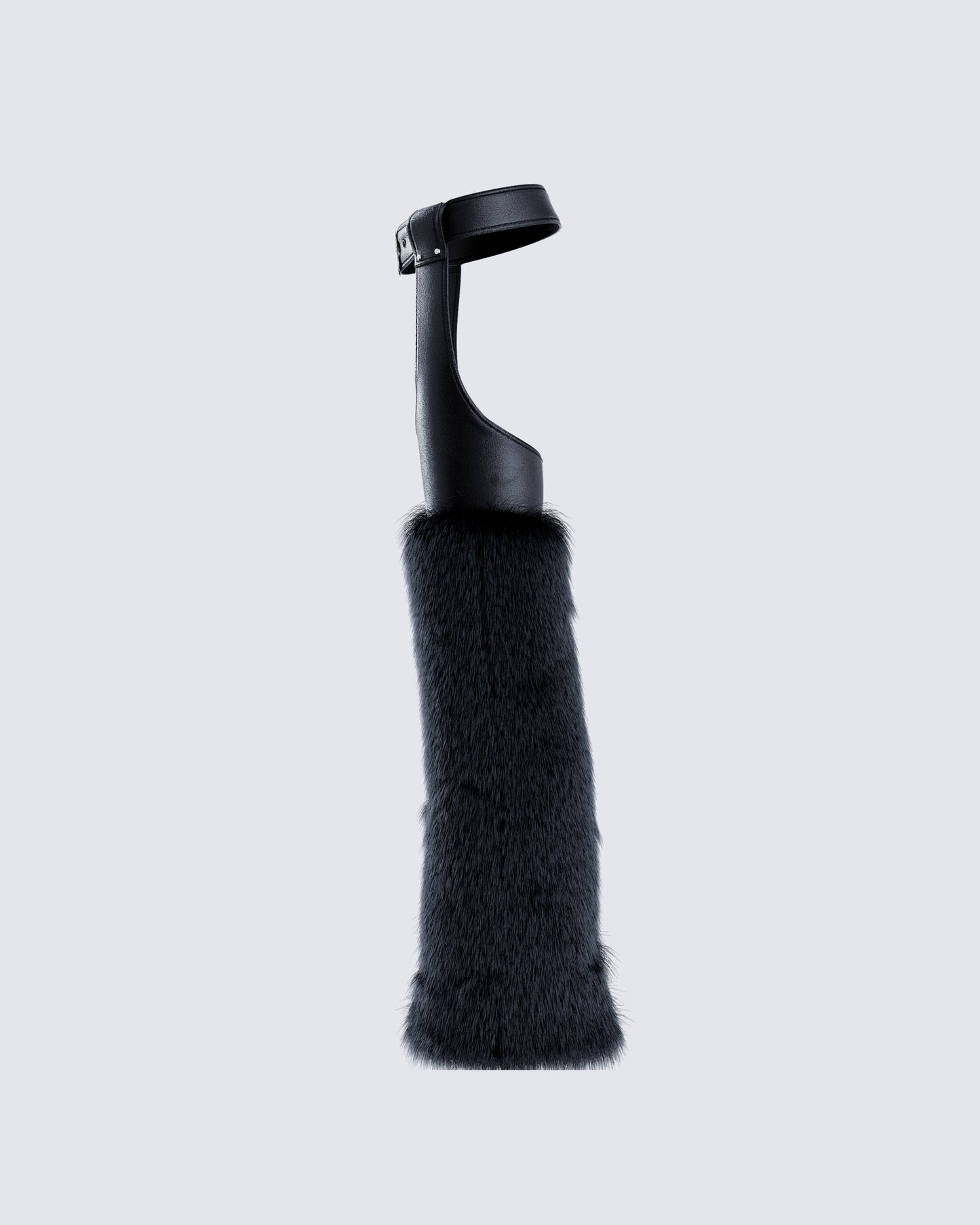 Zaria Black Vegan Leather Fur Trim Chaps