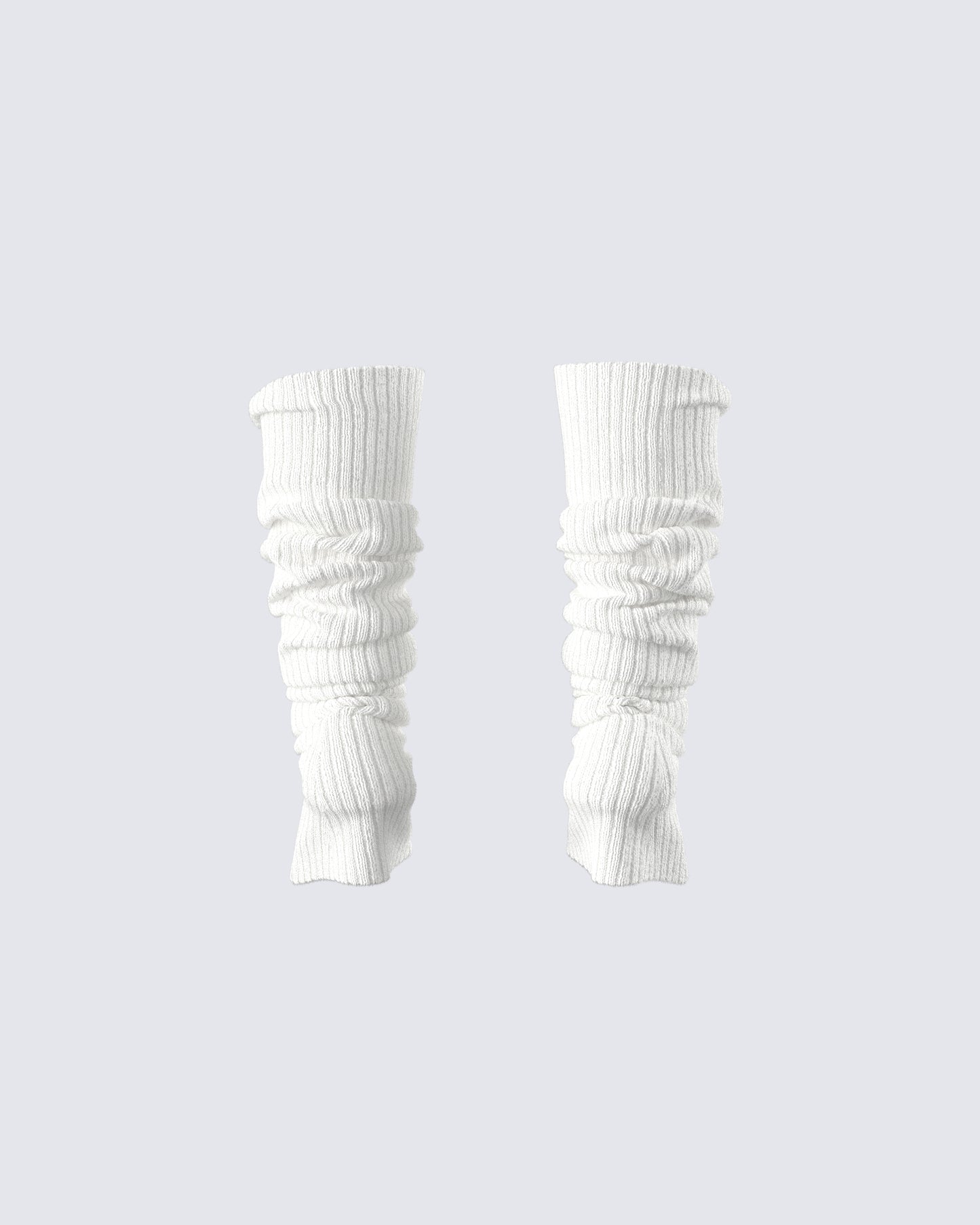 Pollie White Ribbed Leg Warmer