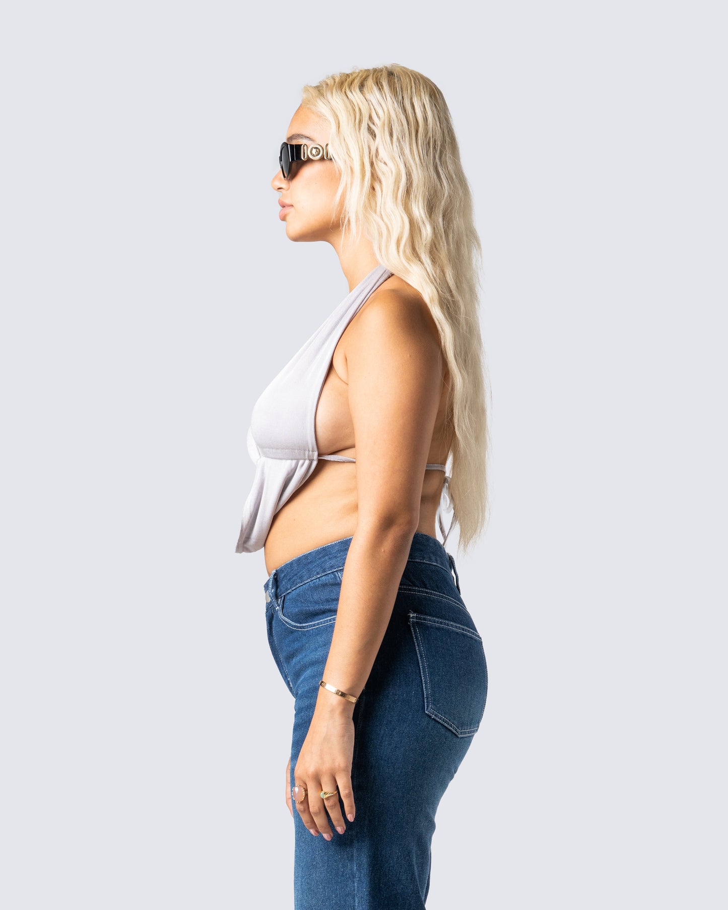 Lourdes Grey Jersey Halter Top