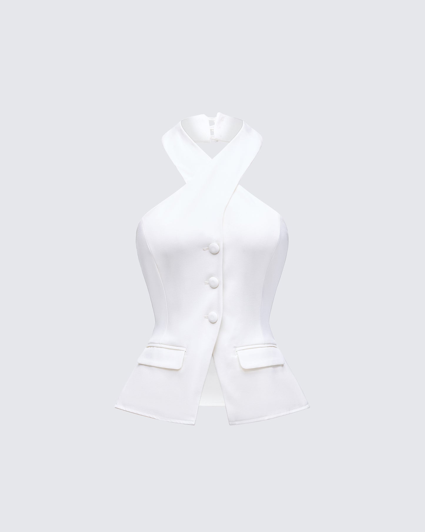 Elina Cream Halter Neck Waistcoat product front