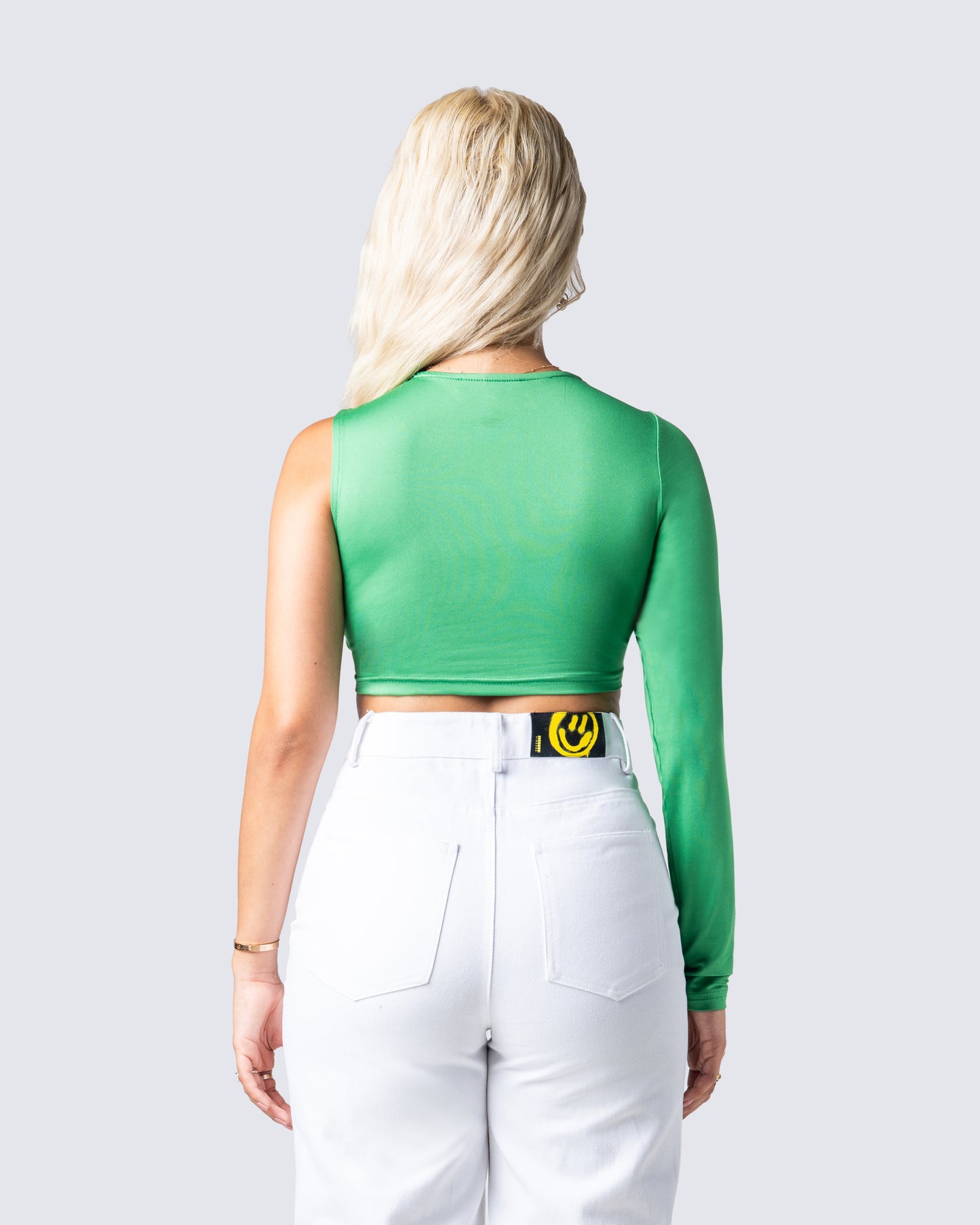 Domino Green Jersey Asymmetric Top
