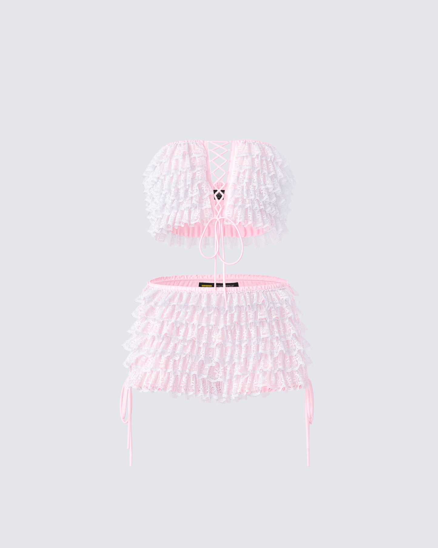 Hali Pink Lace Up Ruffle Set product front
