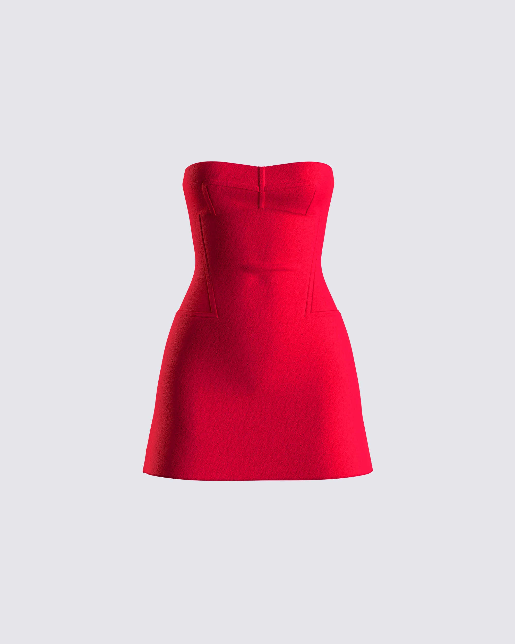 Red Strapless Mini Dress - Bodycon Party Dress 1x Red Strapless Mini Dress - Bodycon Party Dress 1x