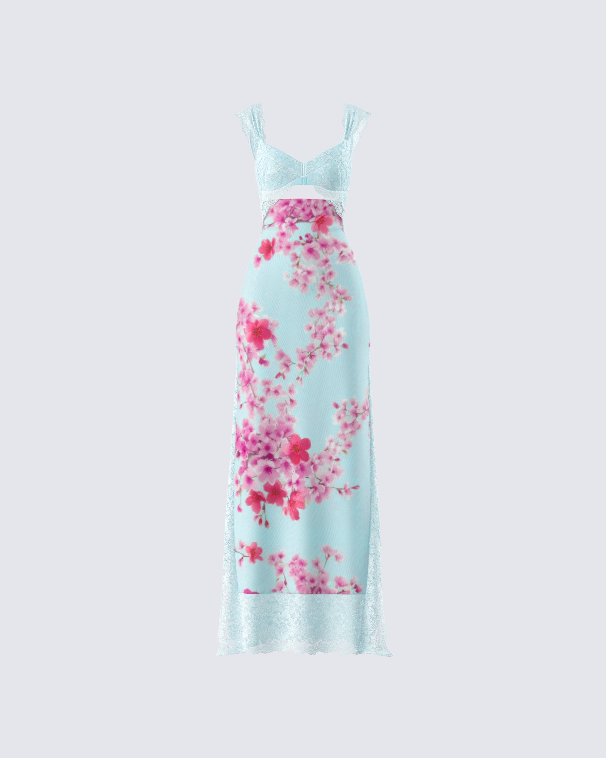 Ryliana Green Floral Mesh Maxi Dress Ryliana Green Floral Mesh Maxi Dress