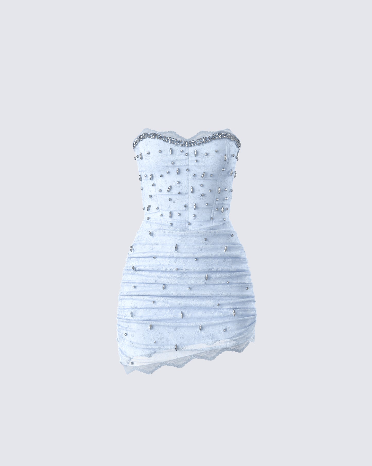 Clarisse Baby Blue Hand Beaded Rhinestone Dress