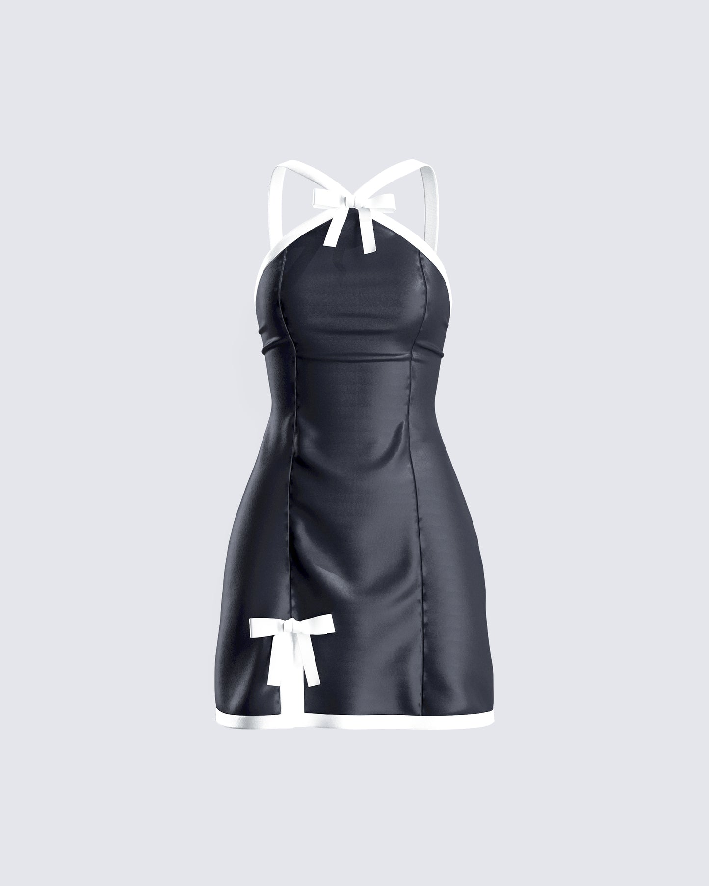 Lora Black Charmeuse Mini Dress product front