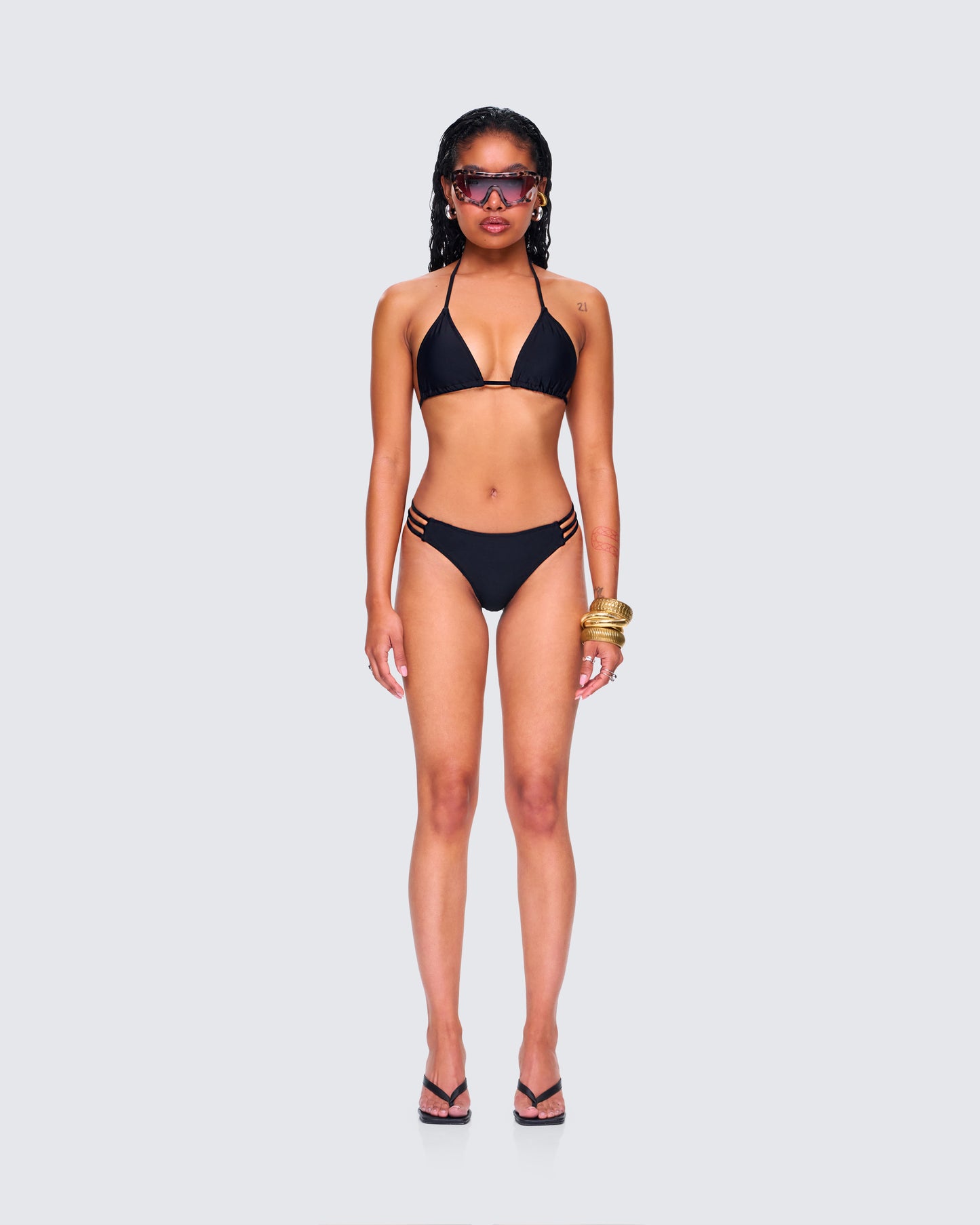 Halsey Black Bikini Set model front