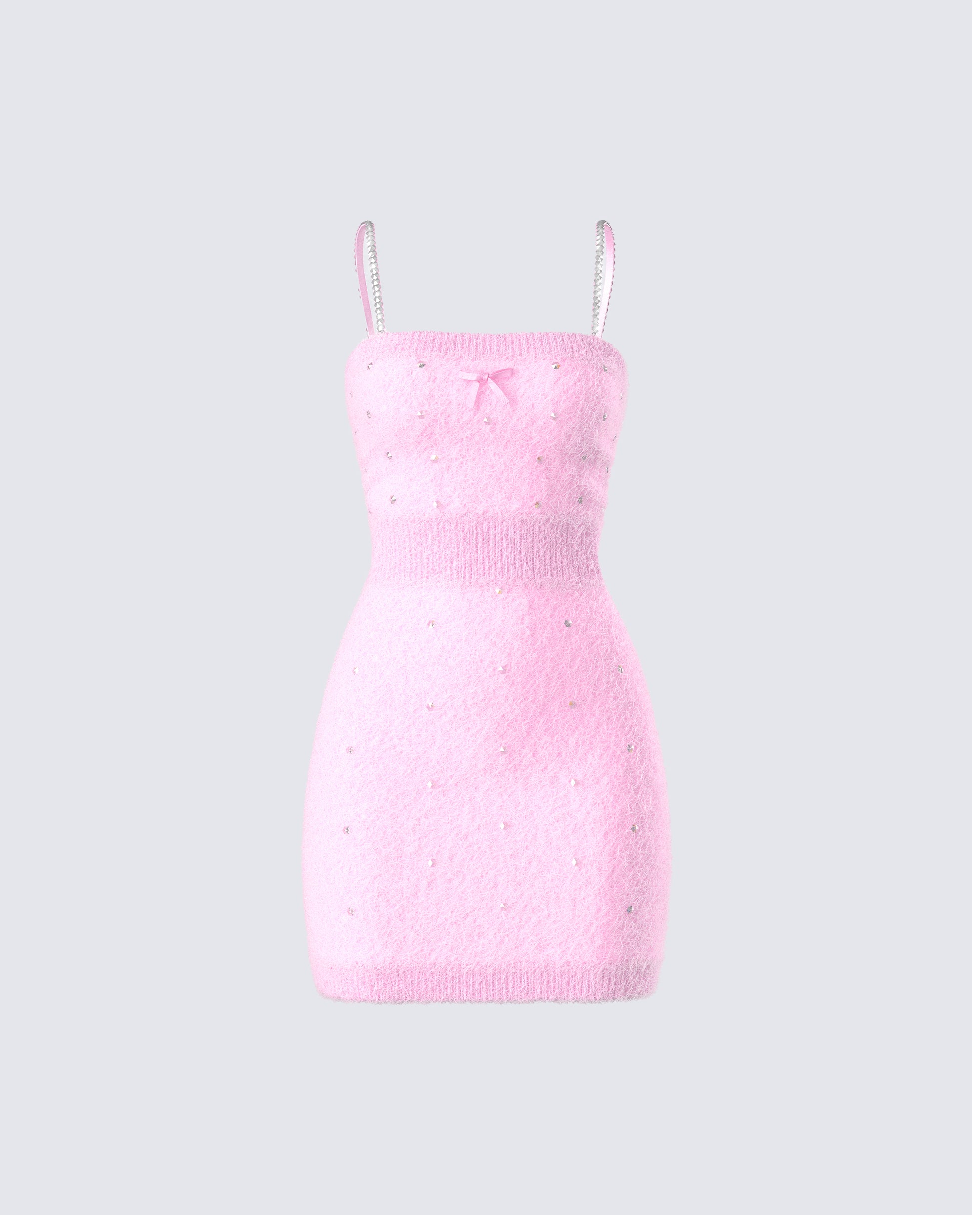 Adi Pink Fuzzy Knit Mini Dress product front