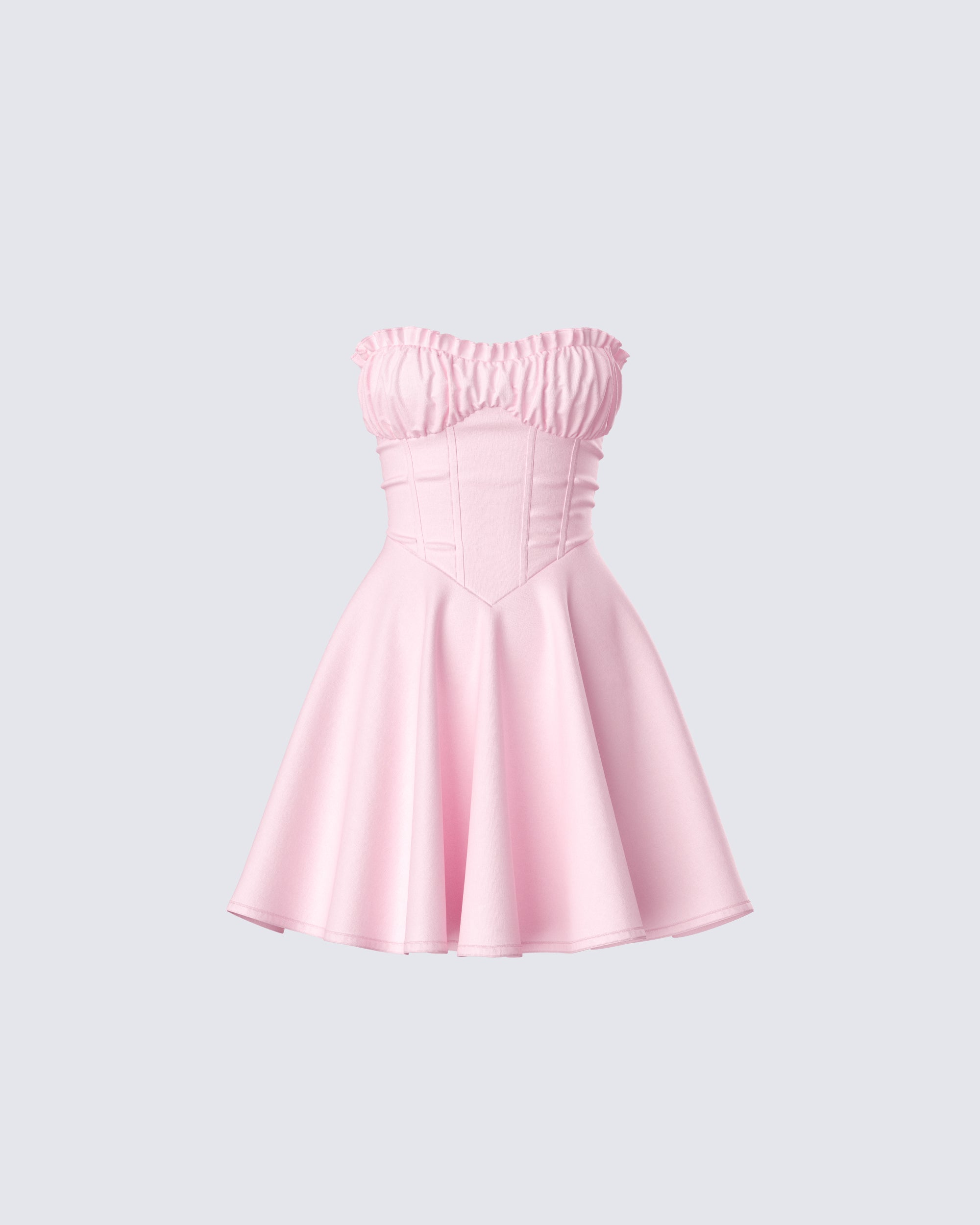 Pink Mini Dress - Strapless Corset Fit and Flare FINESSE Pink Mini Dress - Strapless Corset Fit and Flare FINESSE
