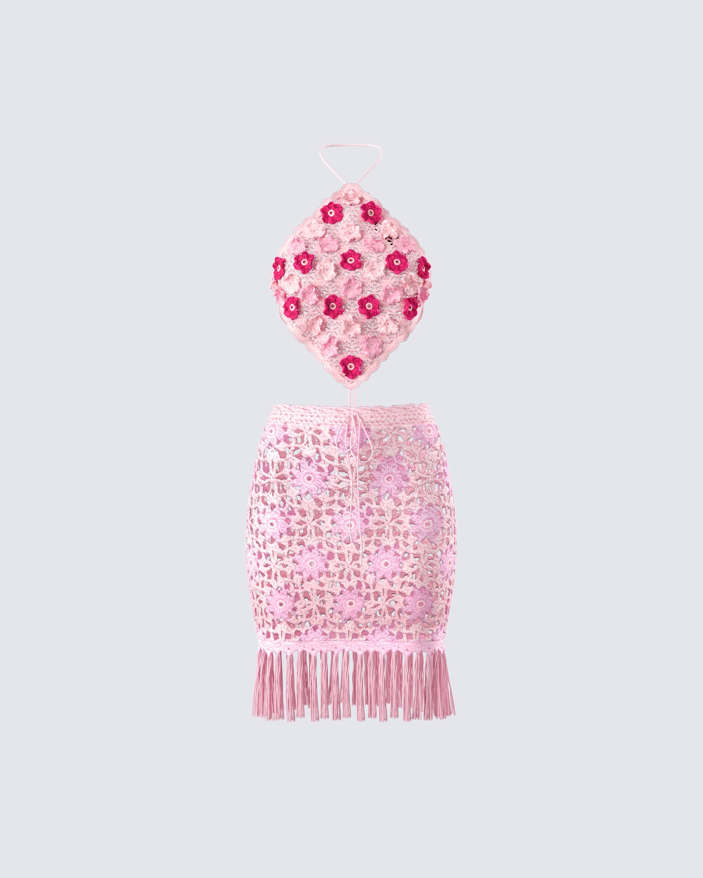 Aya Pink Floral Crochet Set product front