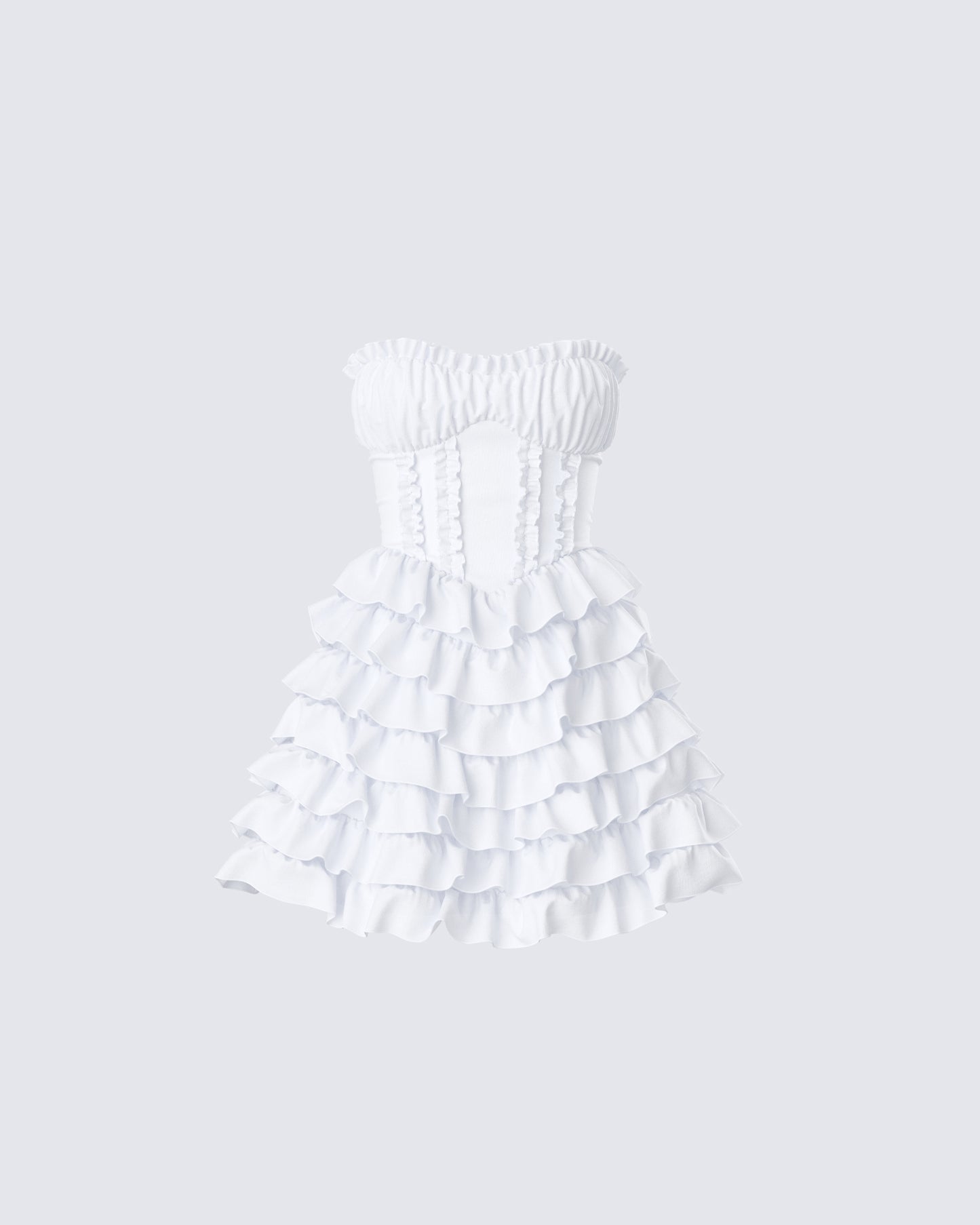 Pipi White Ruffle Mini Dress product front