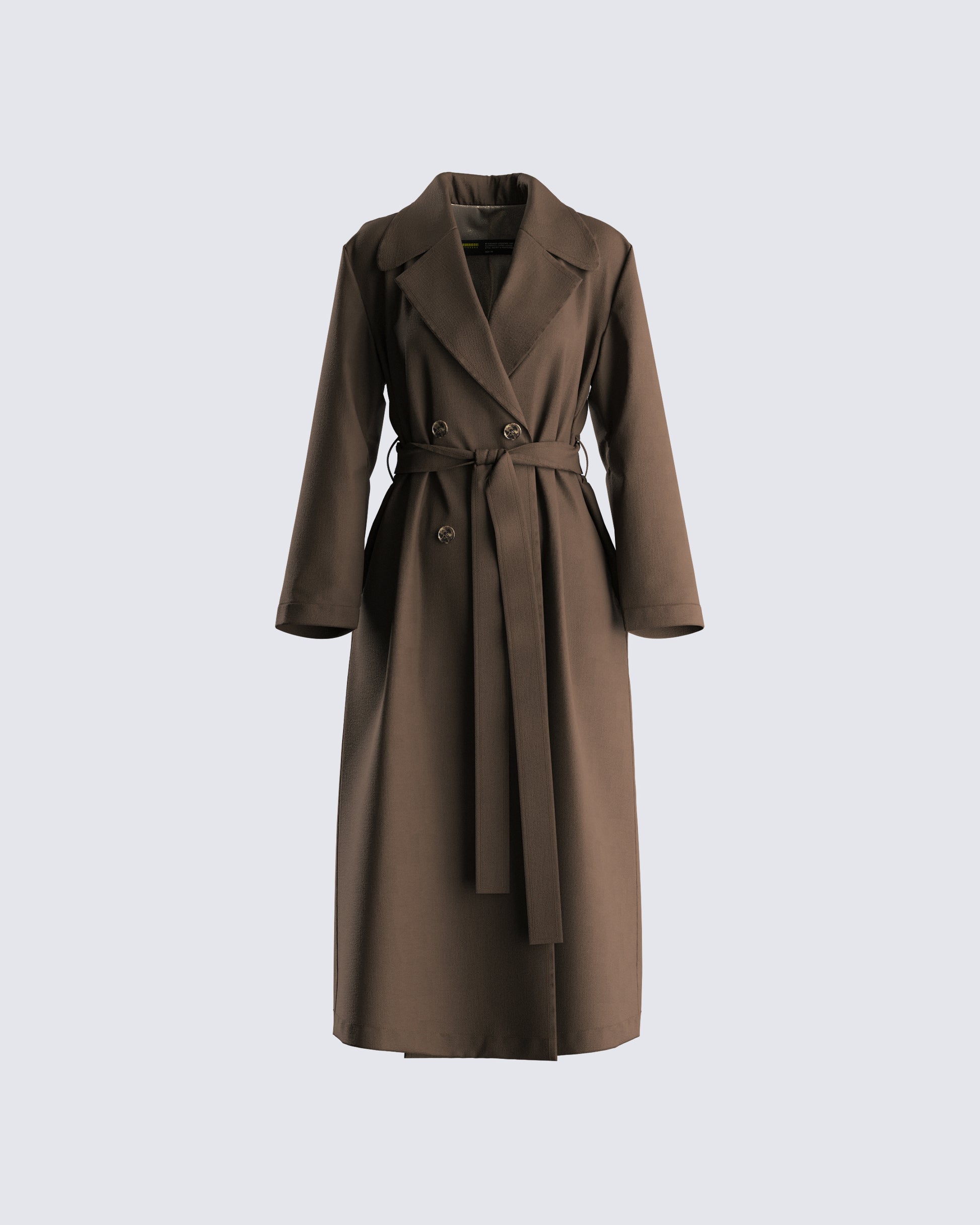 Bryn Dark Olive Belted Trench Coat product front