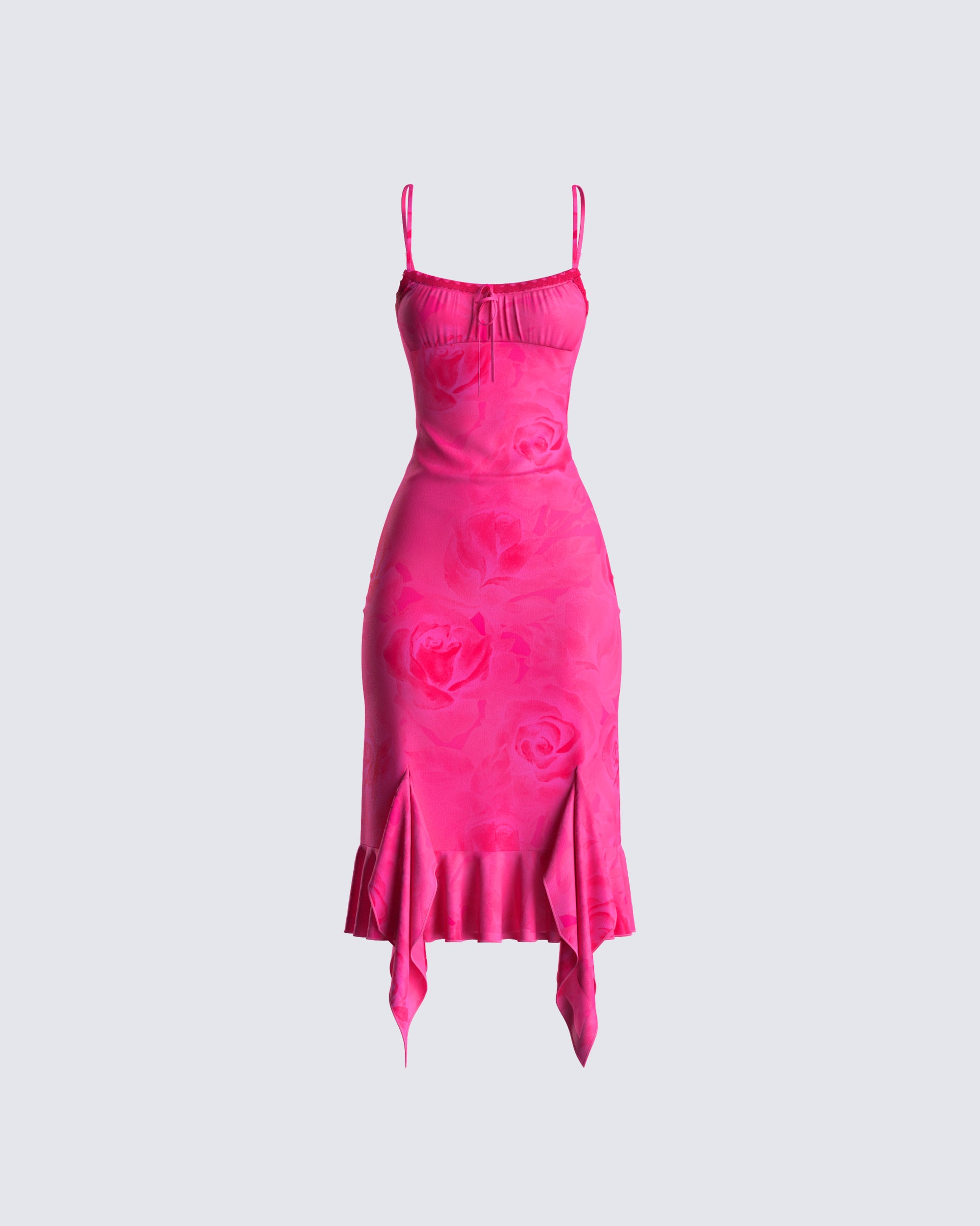 Pretty Meshy Pink Ultra Soft Double Lined Bandeau Mesh Midi Dress - 8