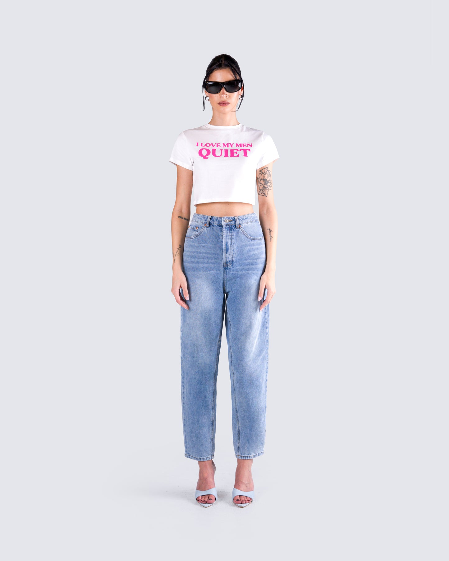 Kalea White Jersey Graphic Top model front
