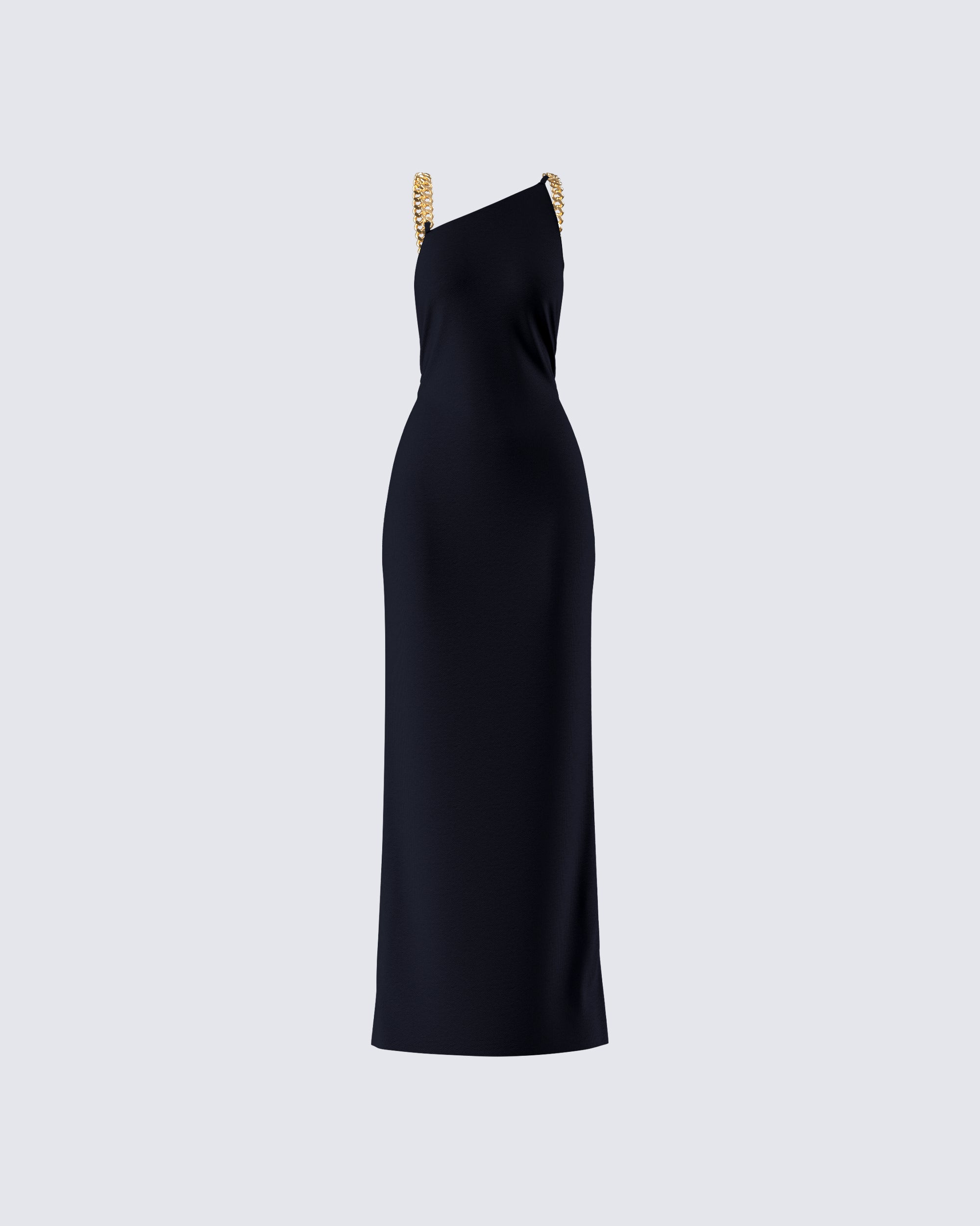 black dress with chains Chain Strap V-Neck Fitted Evening Gown 46589 Lisandra Dress - Black, AU/UK