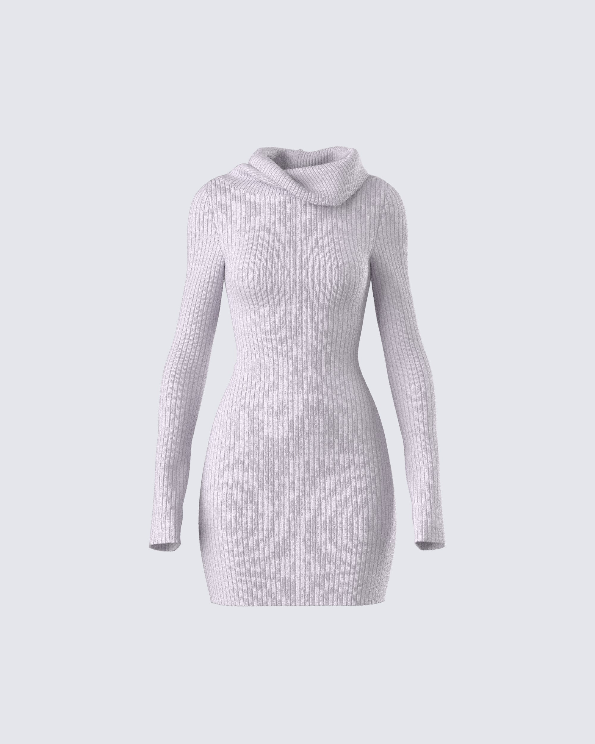 Grey Cowl Neck Sweater Dress - Ribbed Knit Mini FINESSE Grey Cowl Neck Sweater Dress - Ribbed Knit Mini FINESSE