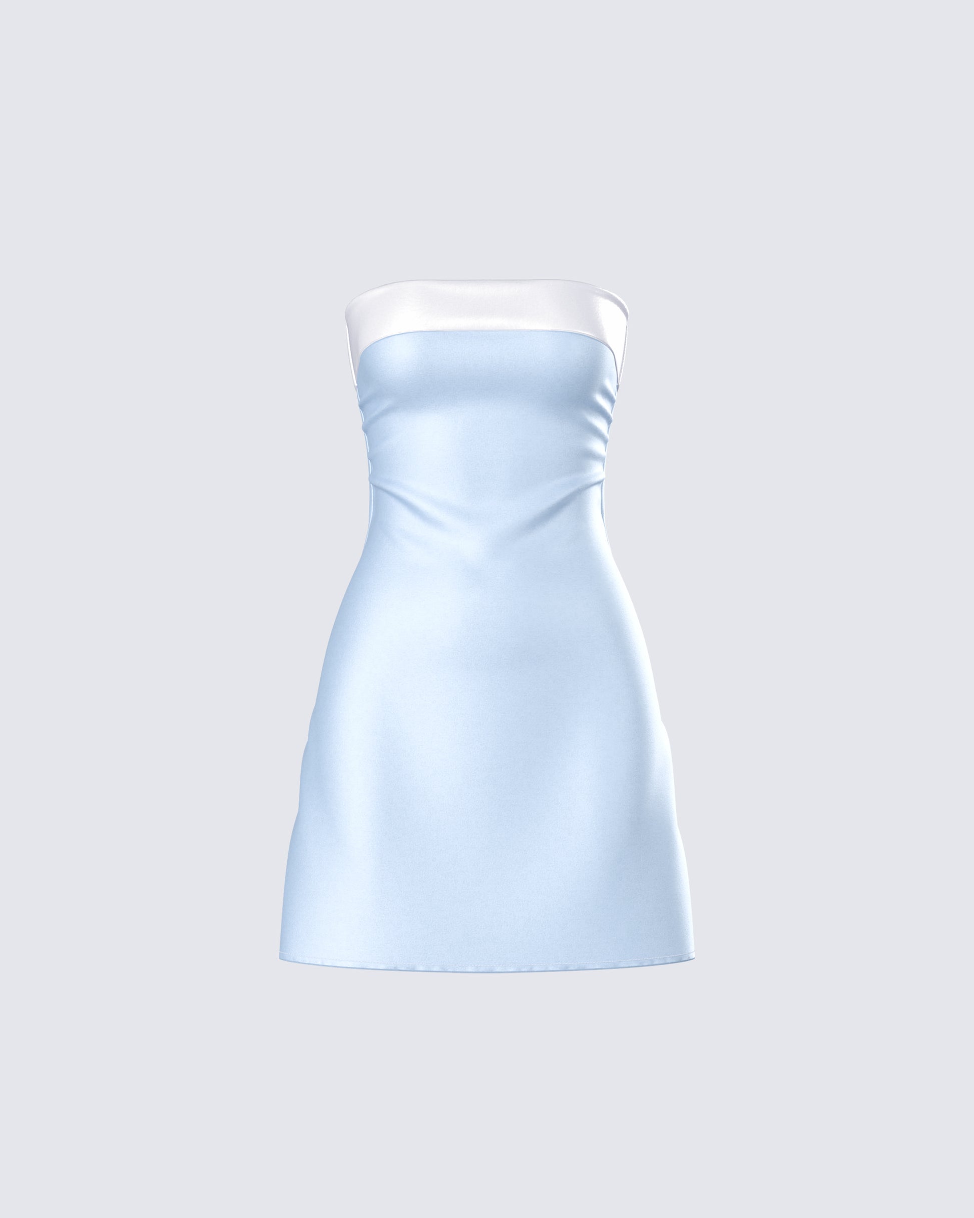 Nivi Blue Banded Satin Mini Dress 3d product front