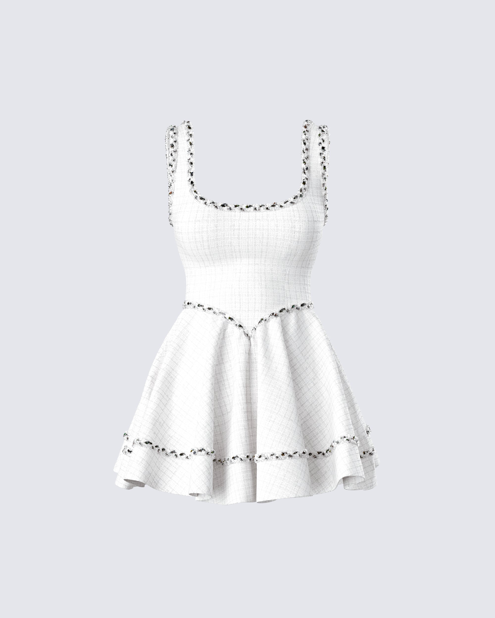 Lorene Ivory Tweed Mini Dress Lorene Ivory Tweed Mini Dress