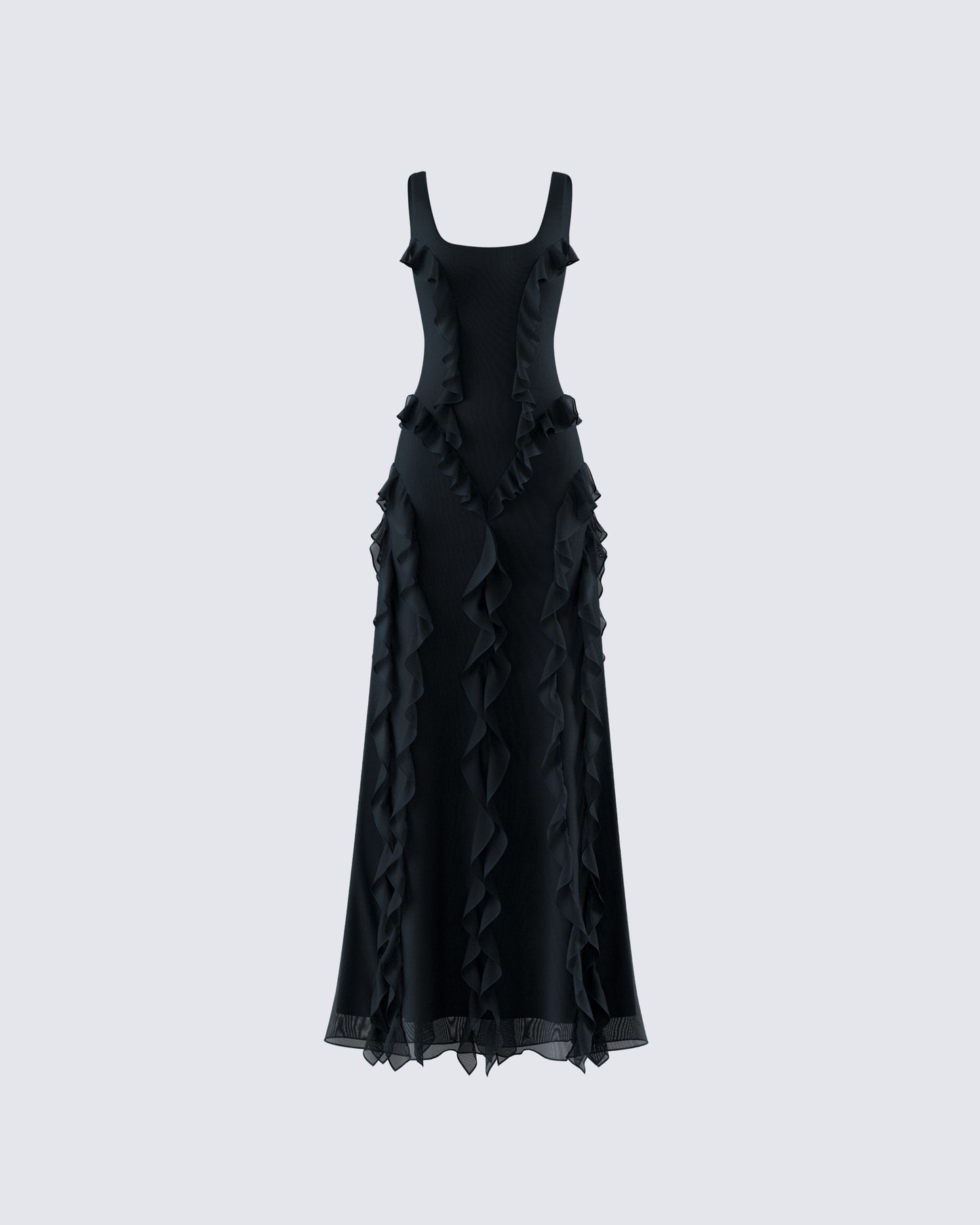 Katelyn Black Ruffle Maxi Dress product front