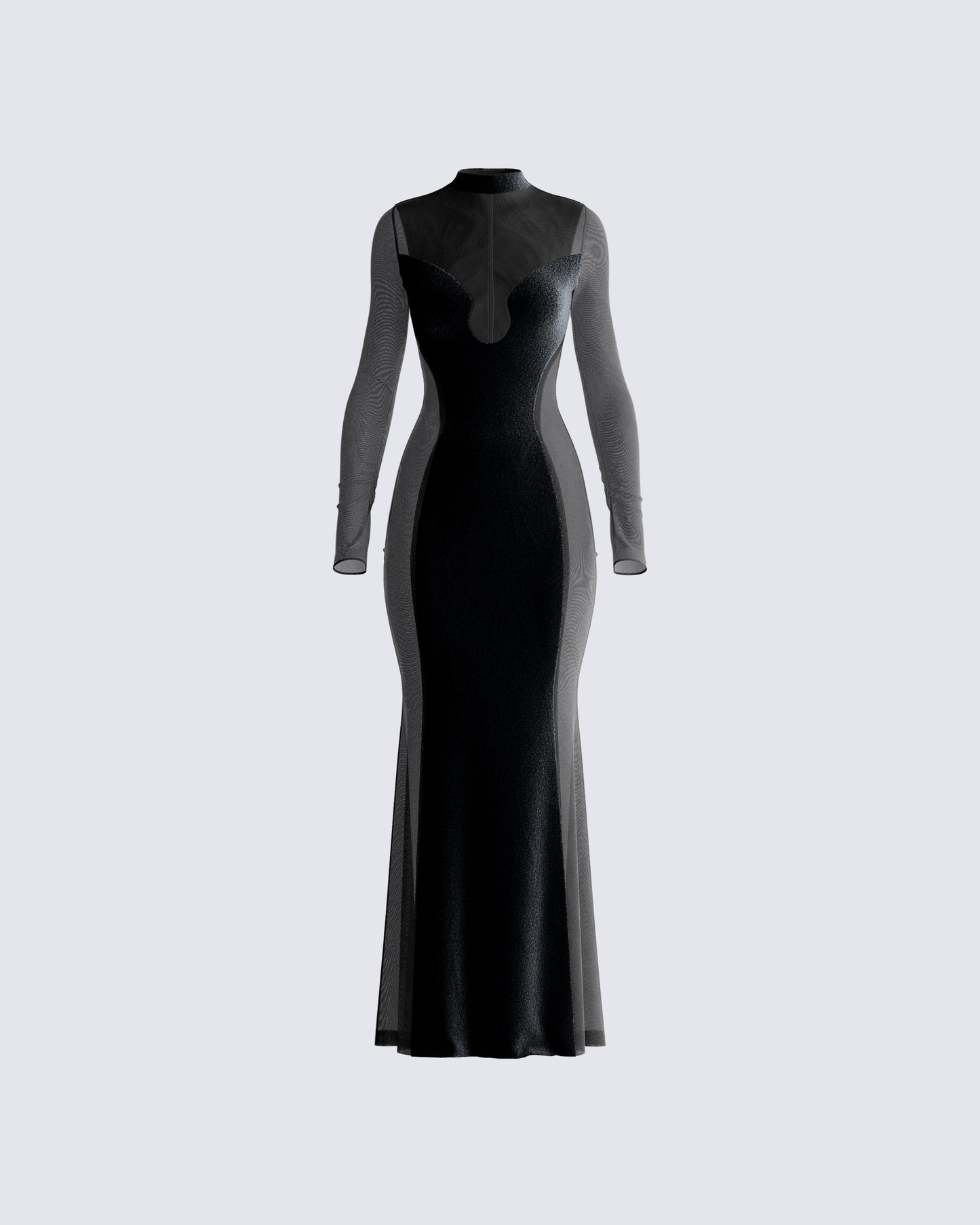 Wilma Black Velvet Paneled Gown product front