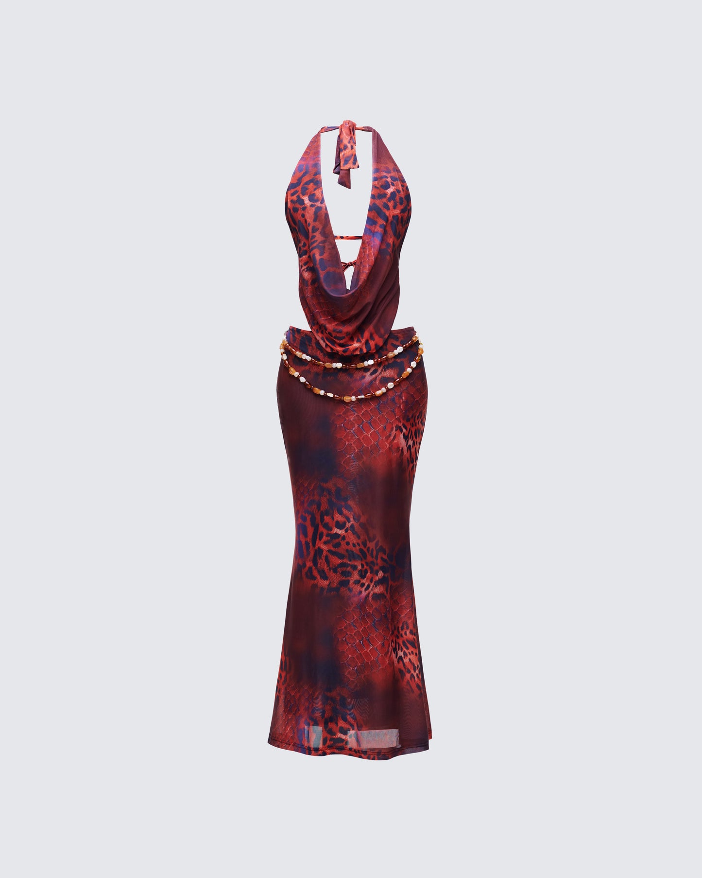 Neeve Brown Mesh Bead Trim Maxi Dress product front