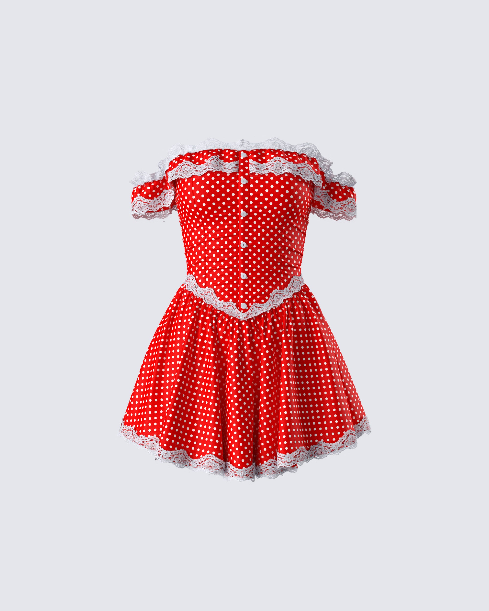 off the shoulder red polka dot dress Masami Red Polka Dot Off Shoulder Dress FINESSE