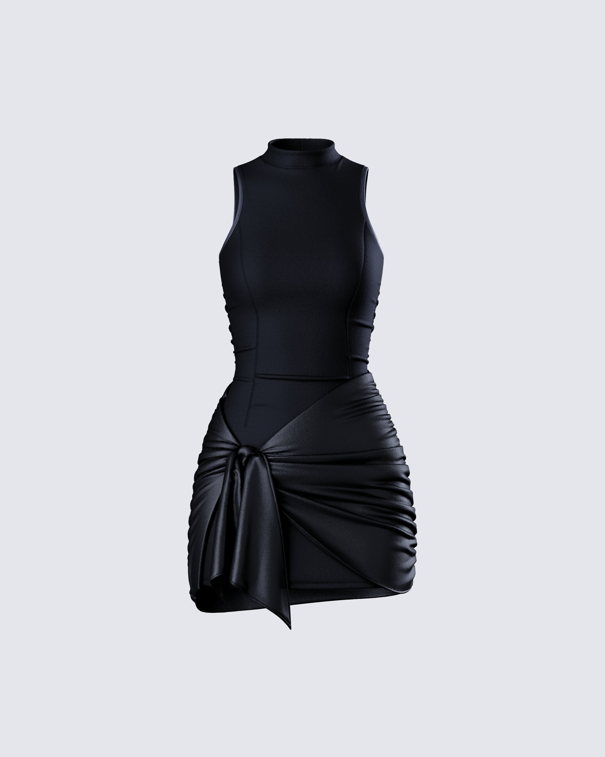 Lindsey Black Wrap Mini Dress 3d product front
