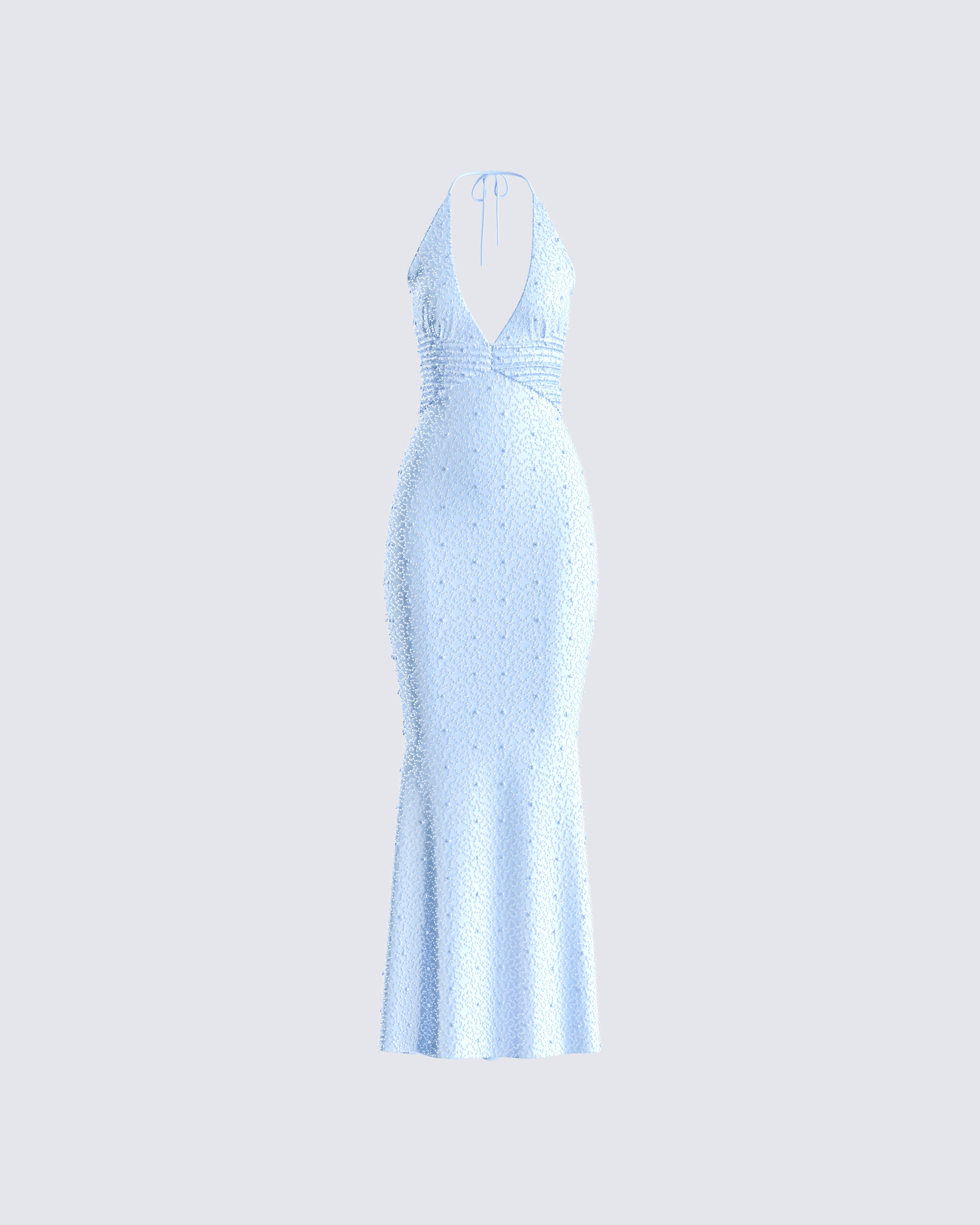Baby Blue Beaded Maxi Dress - Halter Neck Sparkle FINESSE Baby Blue Beaded Maxi Dress - Halter Neck Sparkle FINESSE