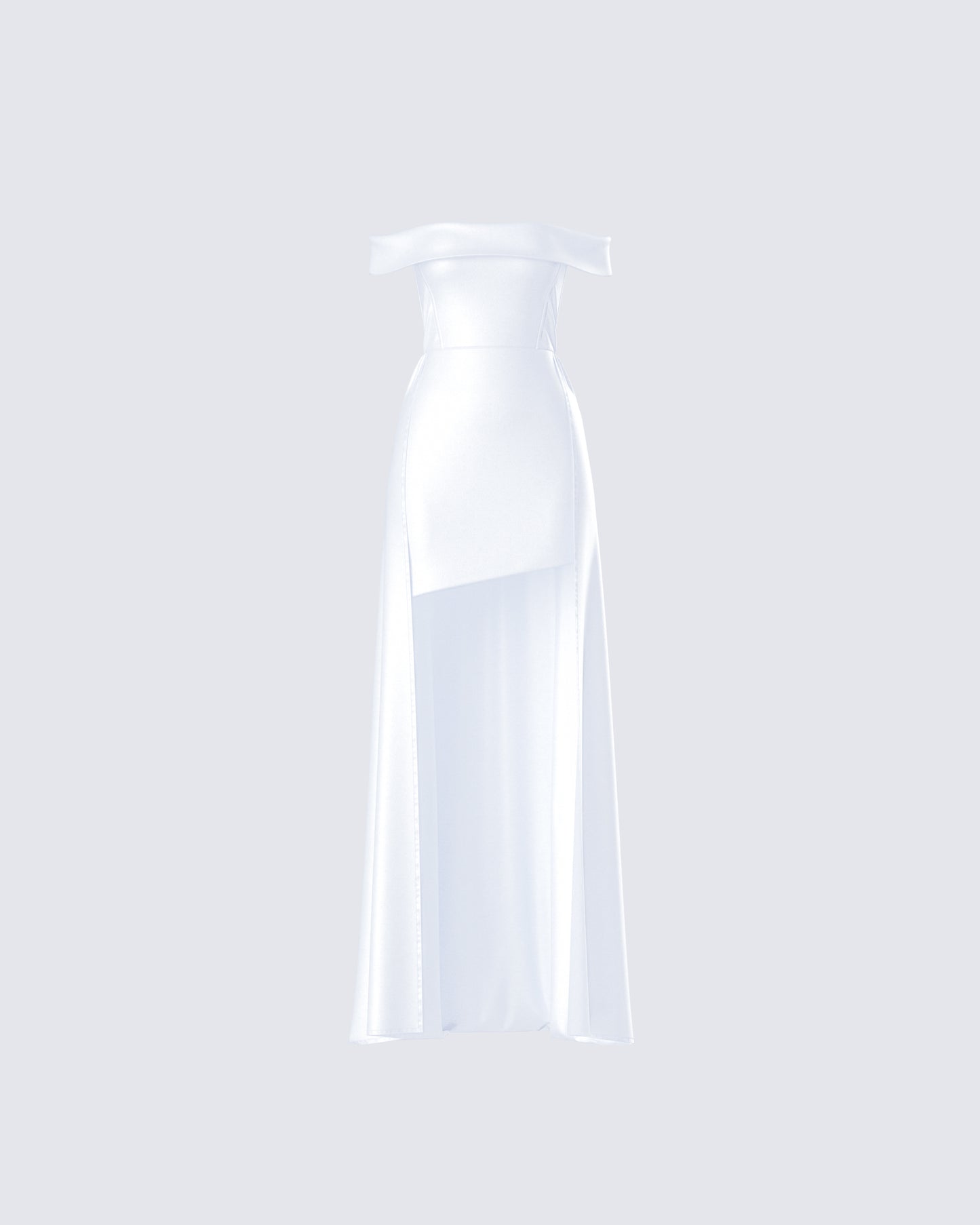Aika White Off Shoulder High Low Dress product front