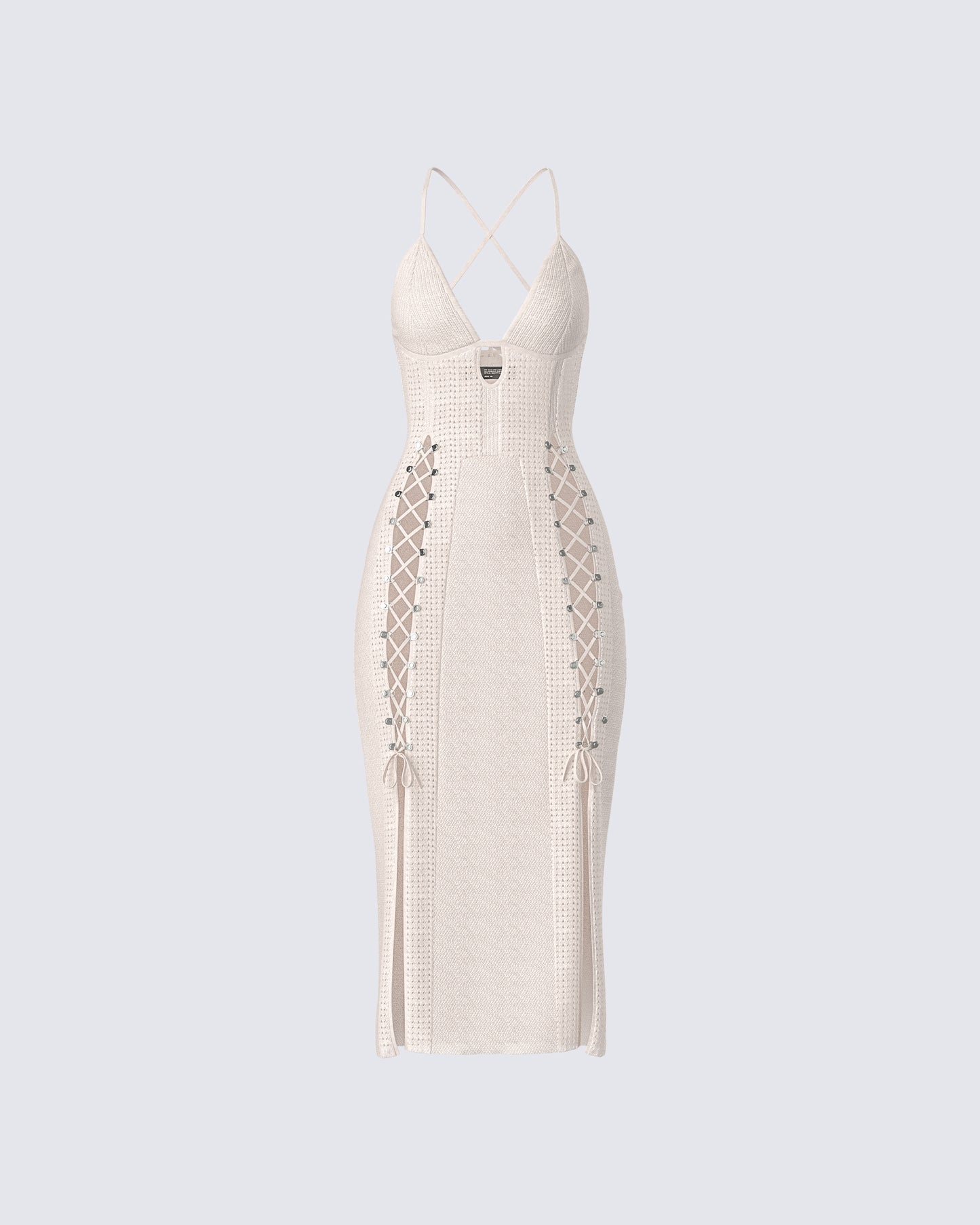 Jing Ivory Crochet Knit Midi Dress product front