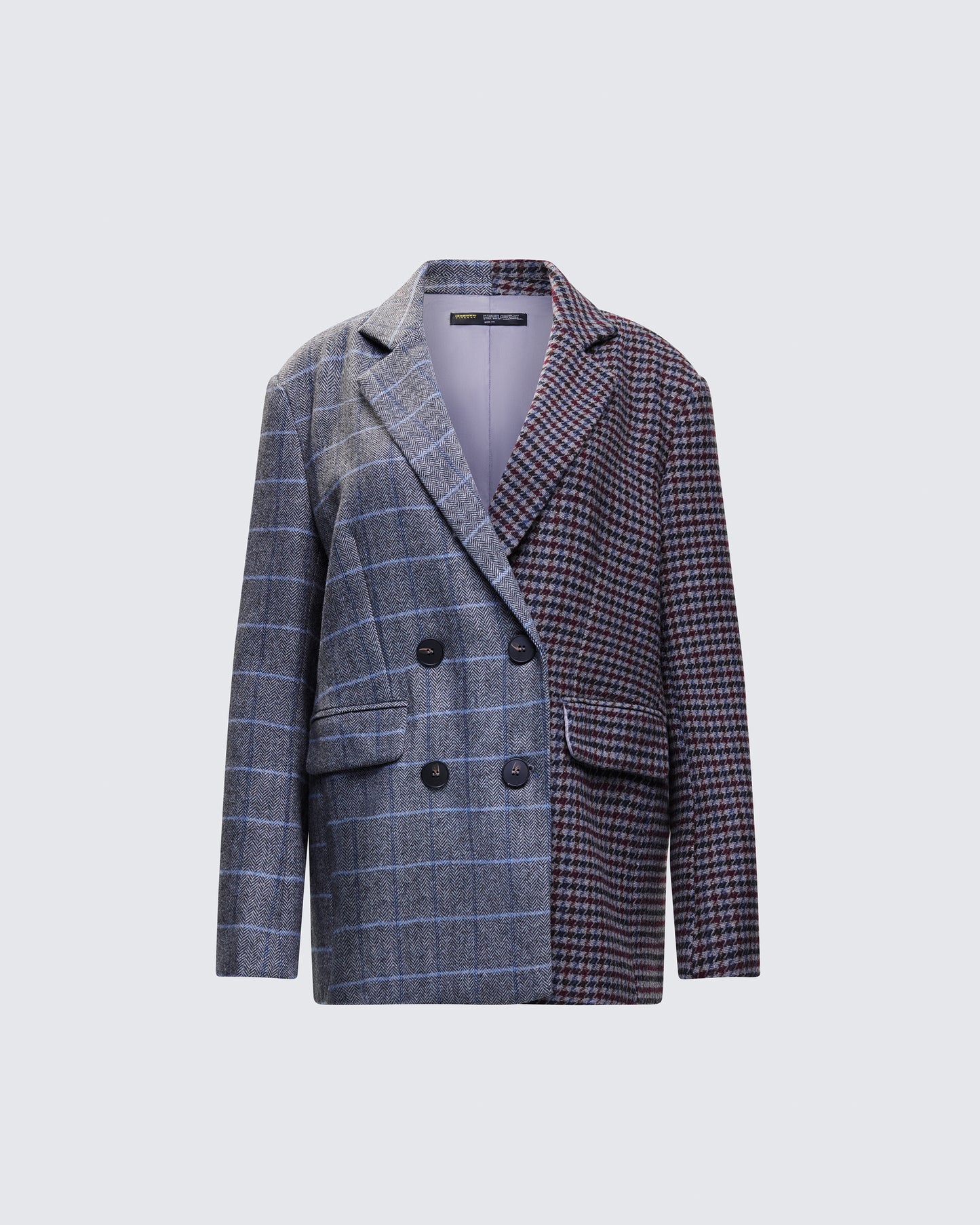 Dionne Grey Mixed Check Double Breasted Blazer