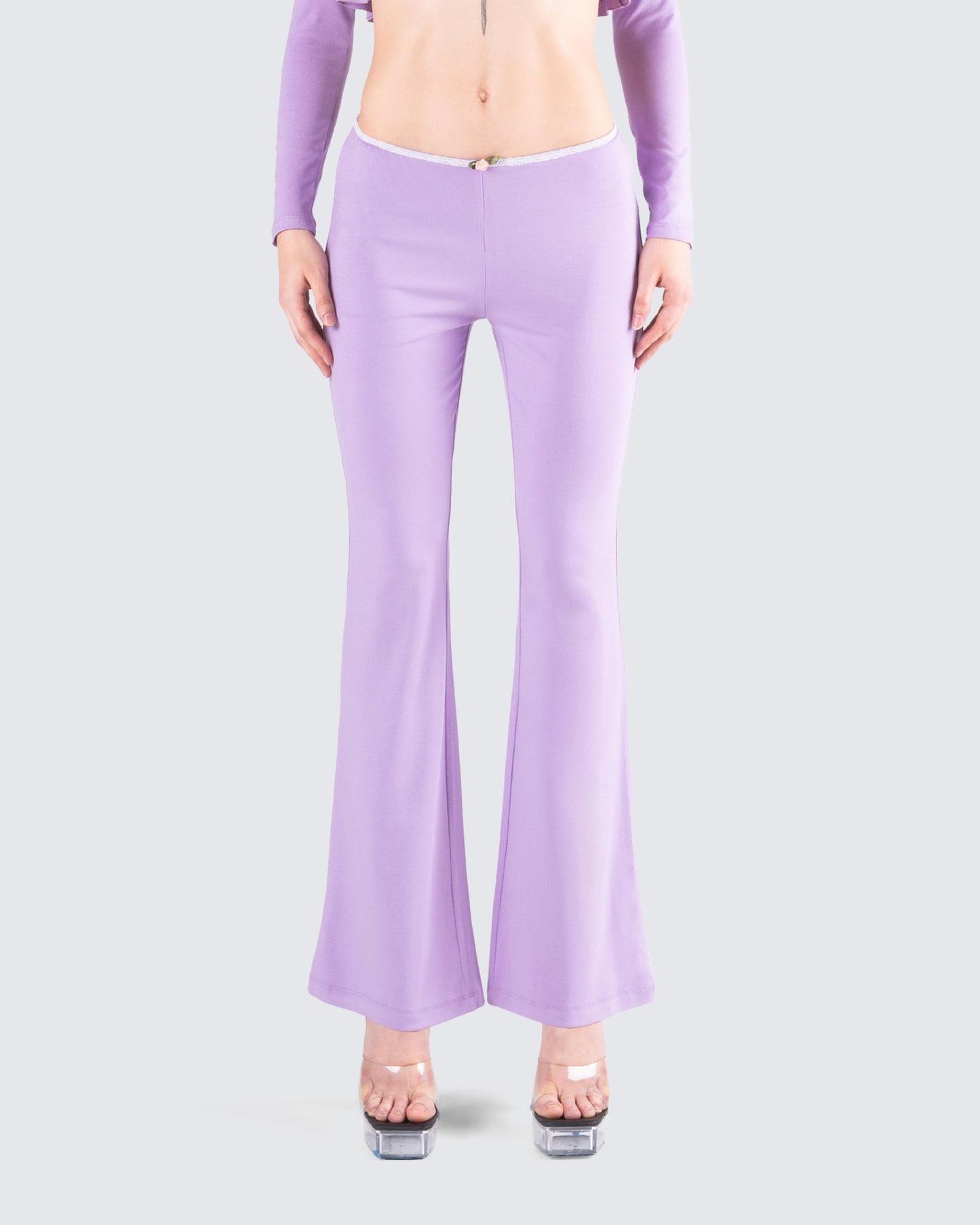 Scout Purple Rib Flared Pants model front