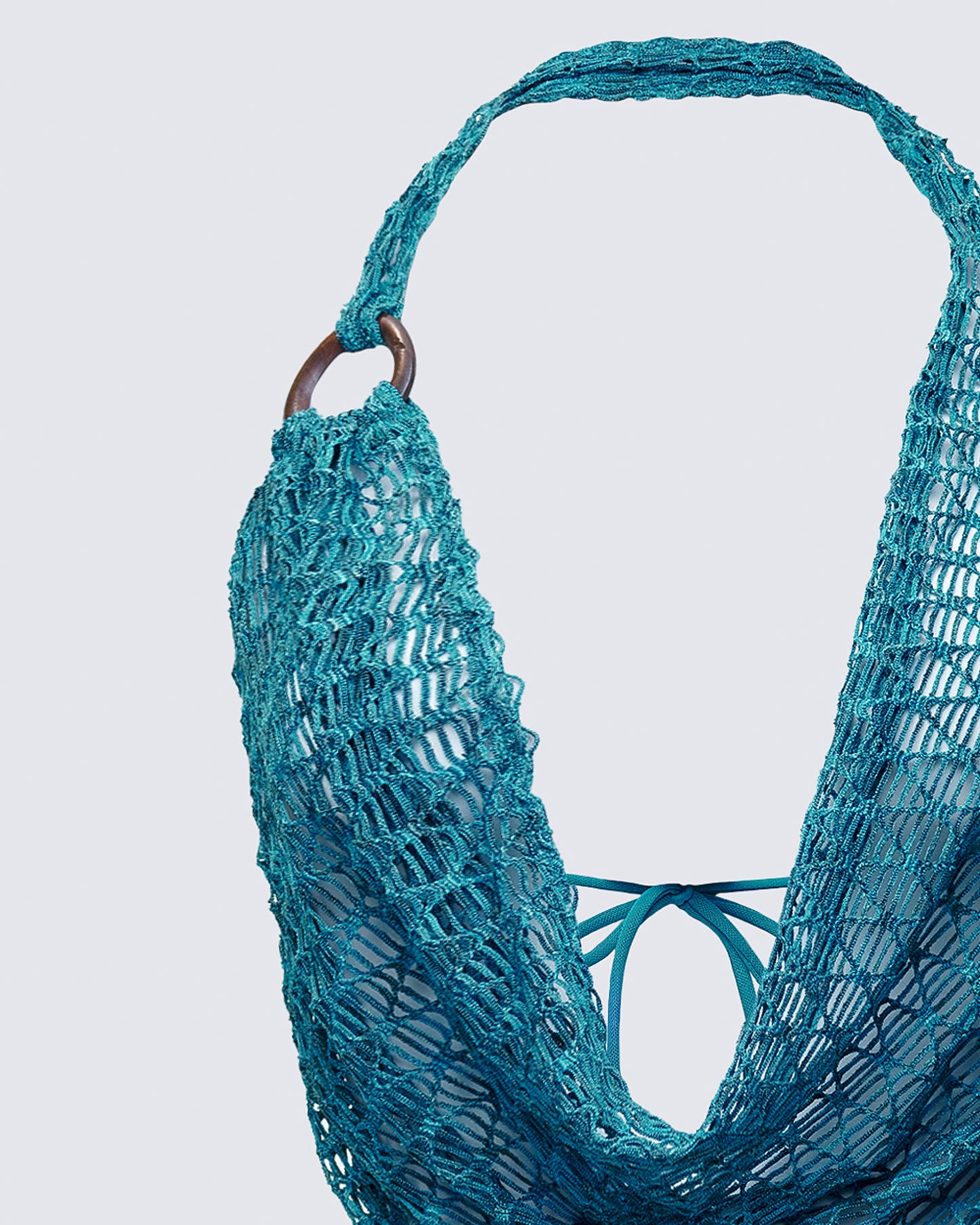 Zayla Blue Net Cowl Neck Top