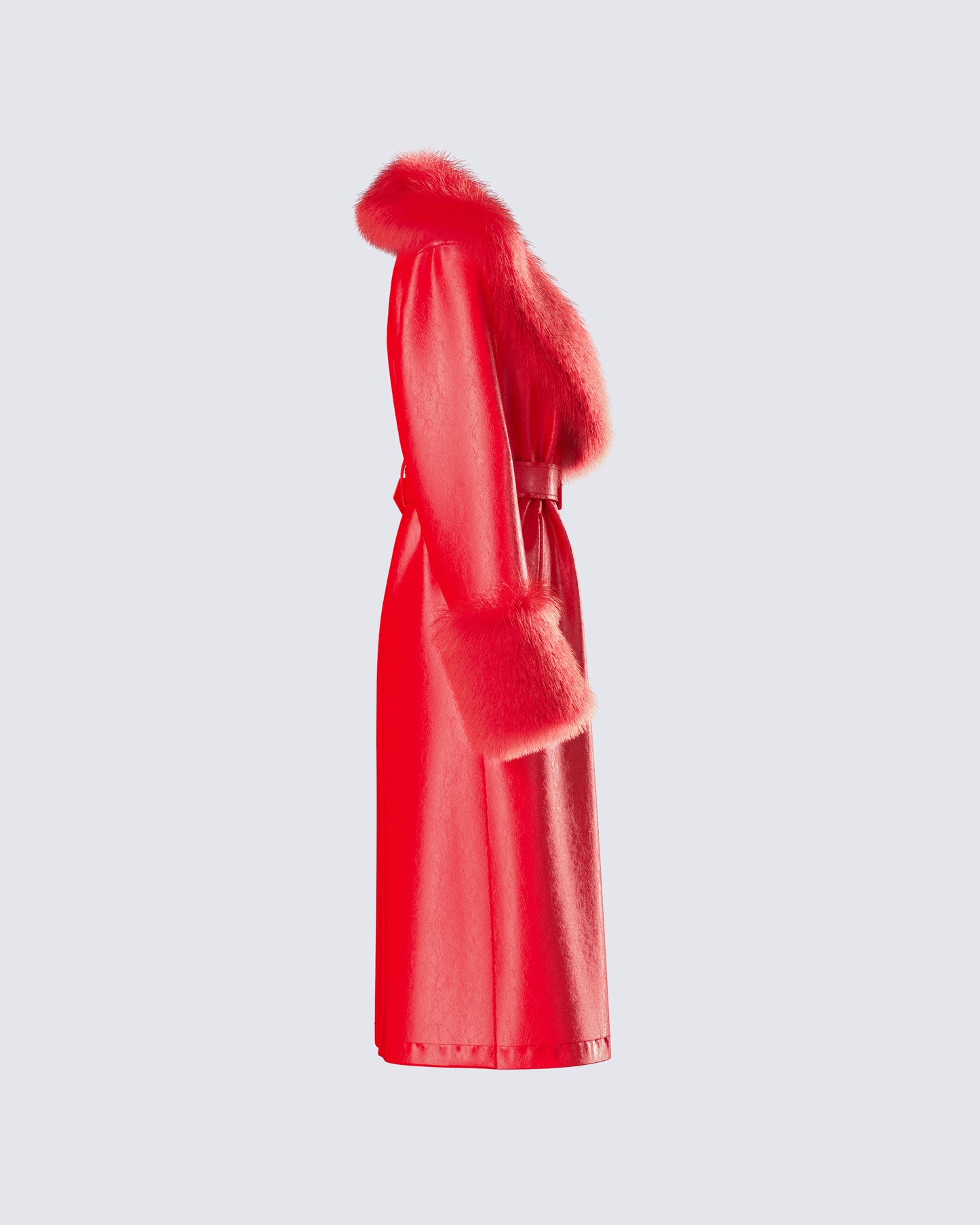 Willa Red Vegan Fur Leather Coat