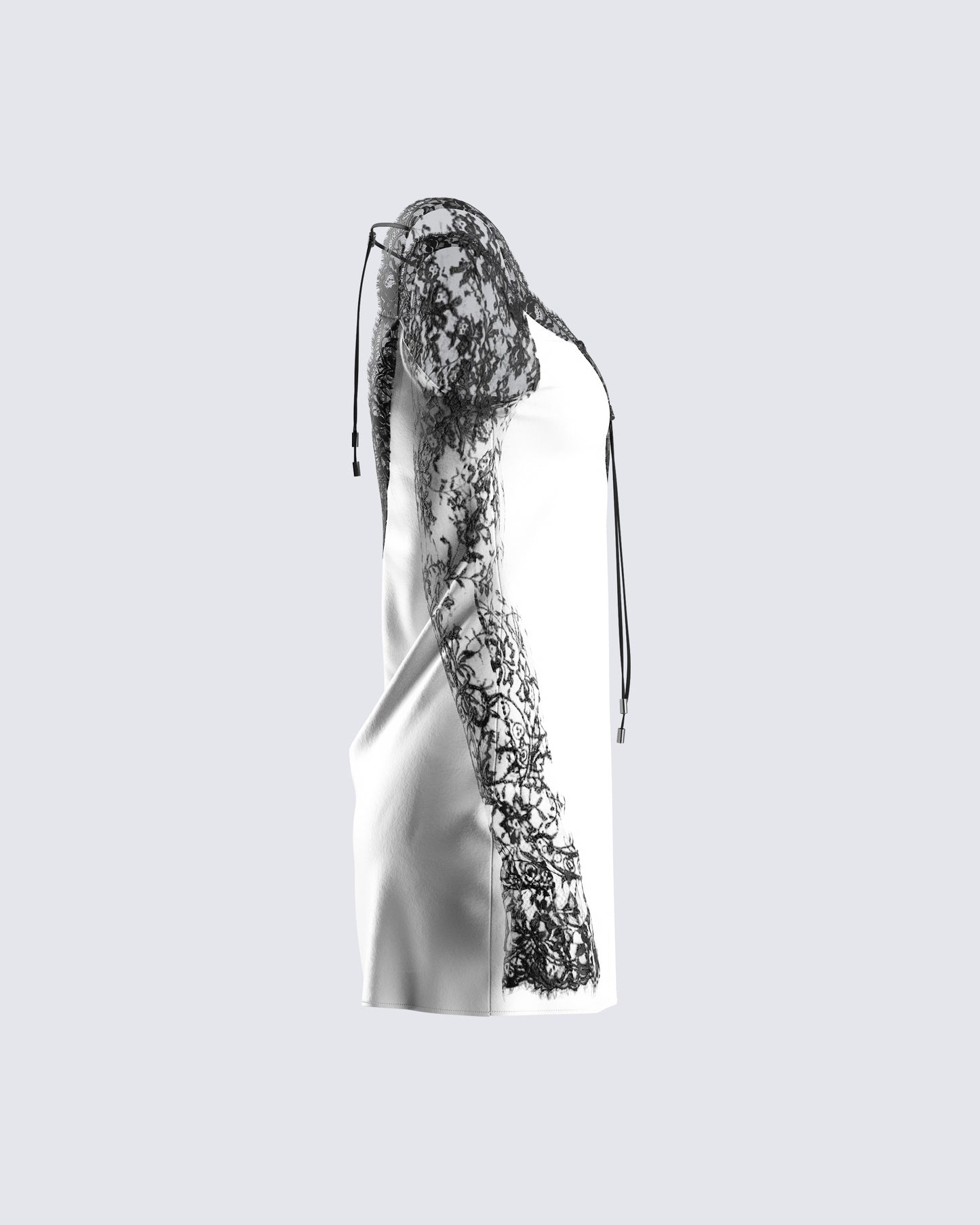 Minnie White Satin Lace Trim Dress