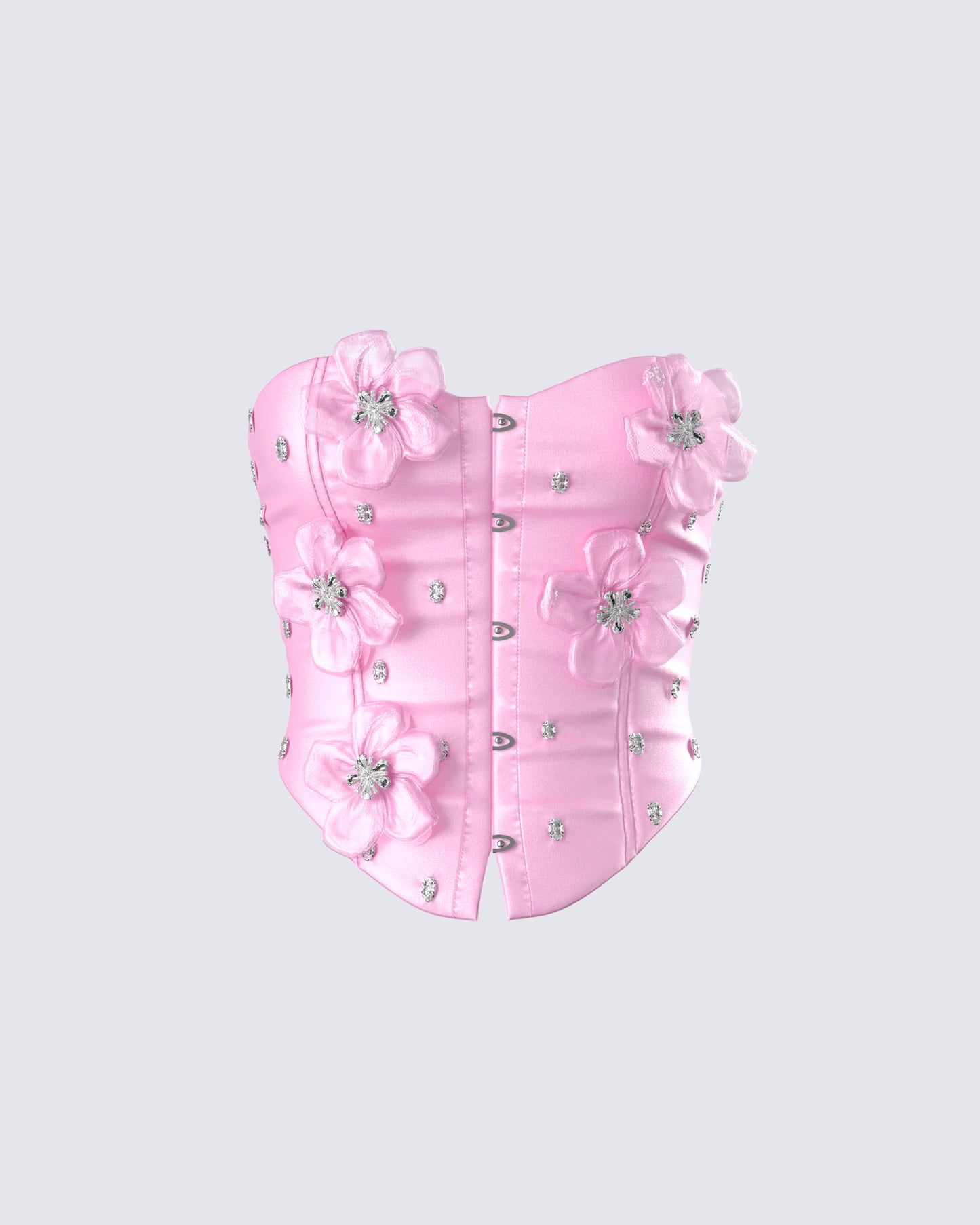Roselle Pink Rhinestone Corset Top