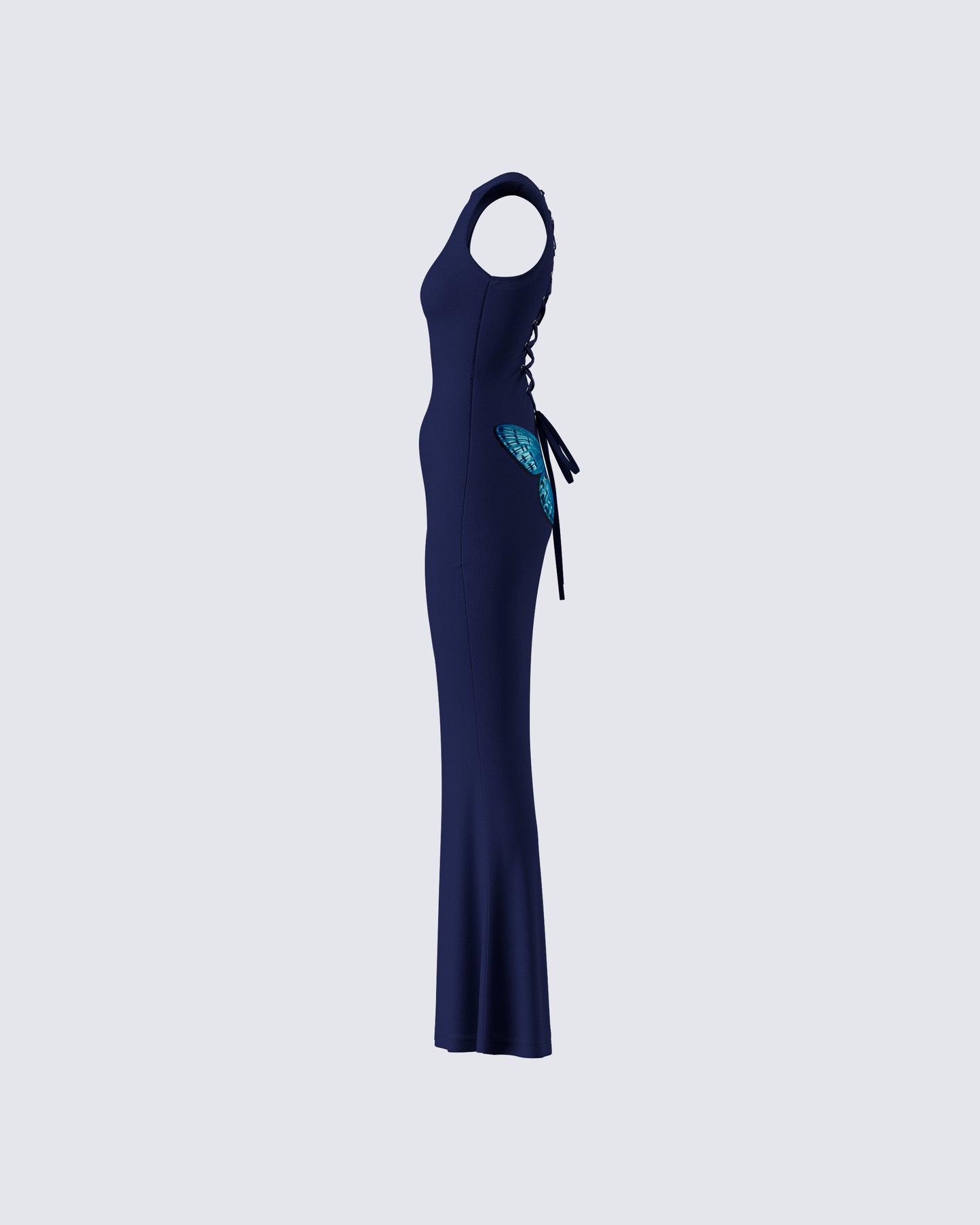 Kinny Navy Butterfly Print Maxi Dress