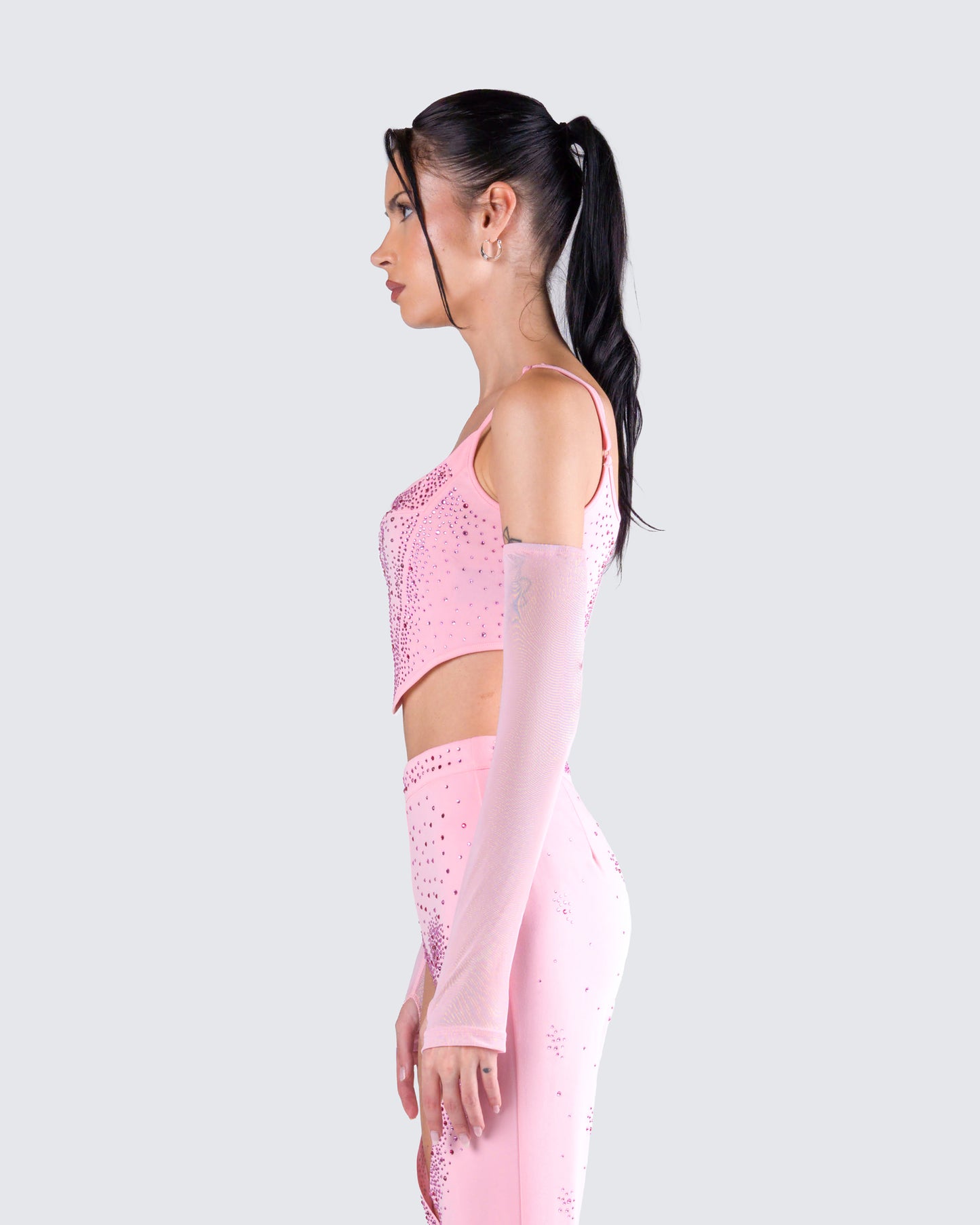 Delisa Pink Rhinestone Corset Top