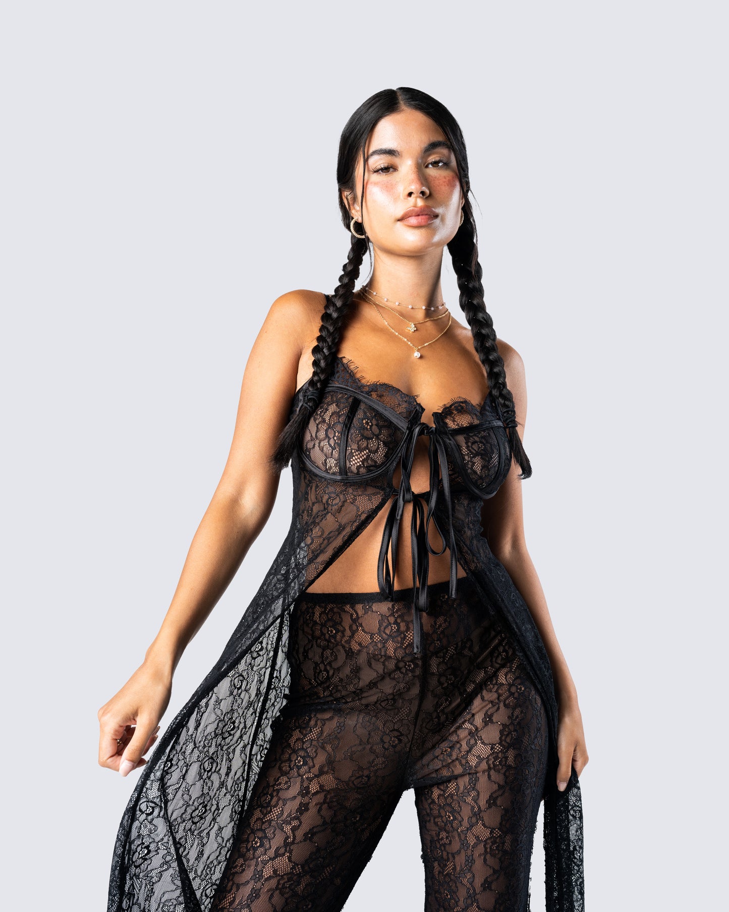 Sylvia Black Lace Maxi Top