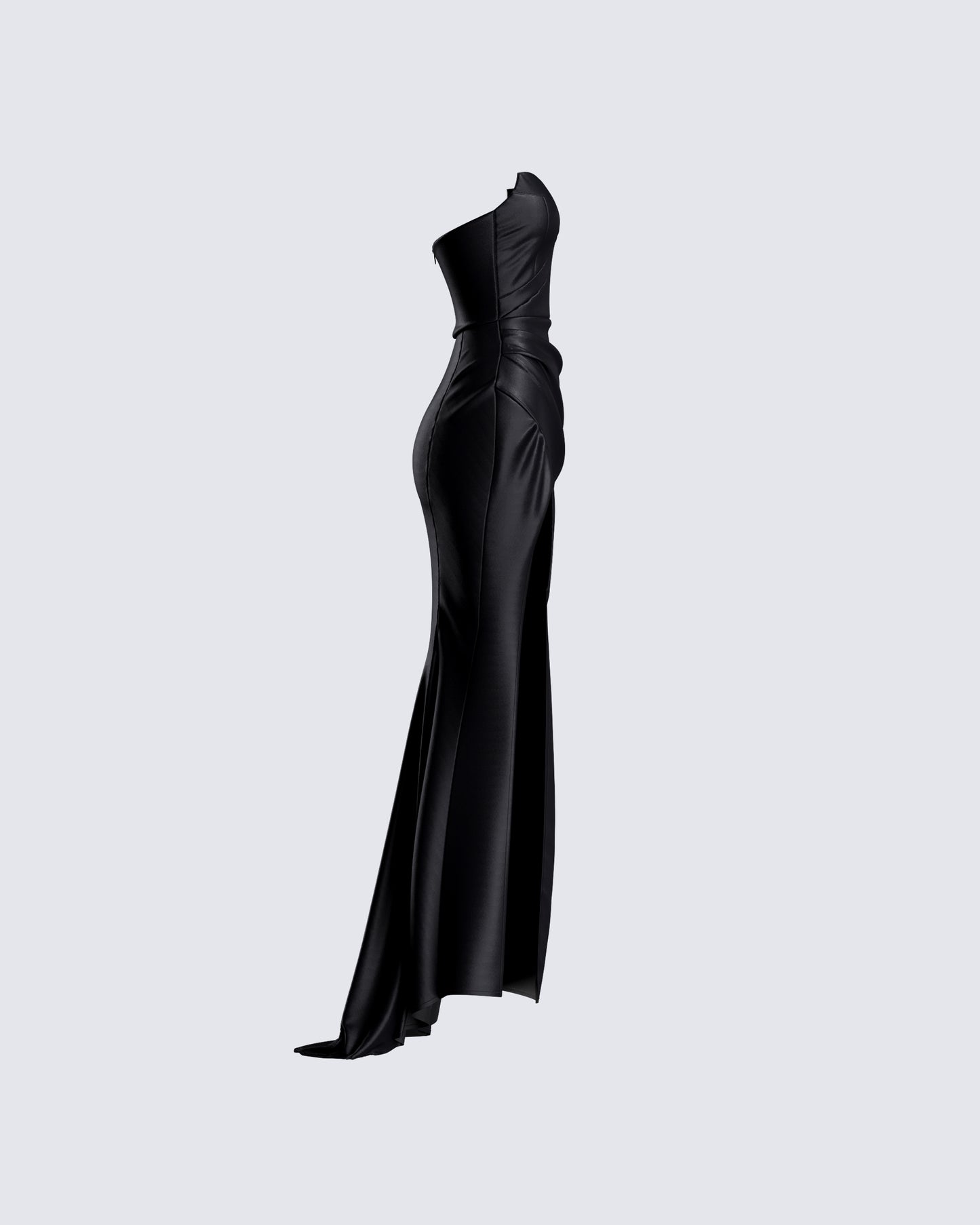 Suri Black Satin Strapless Gown