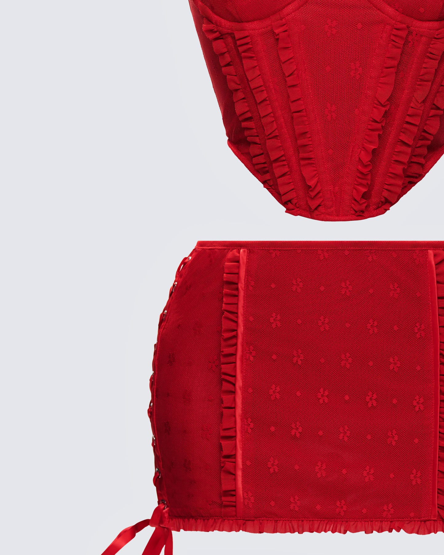 Kimona Red Ruffle Set